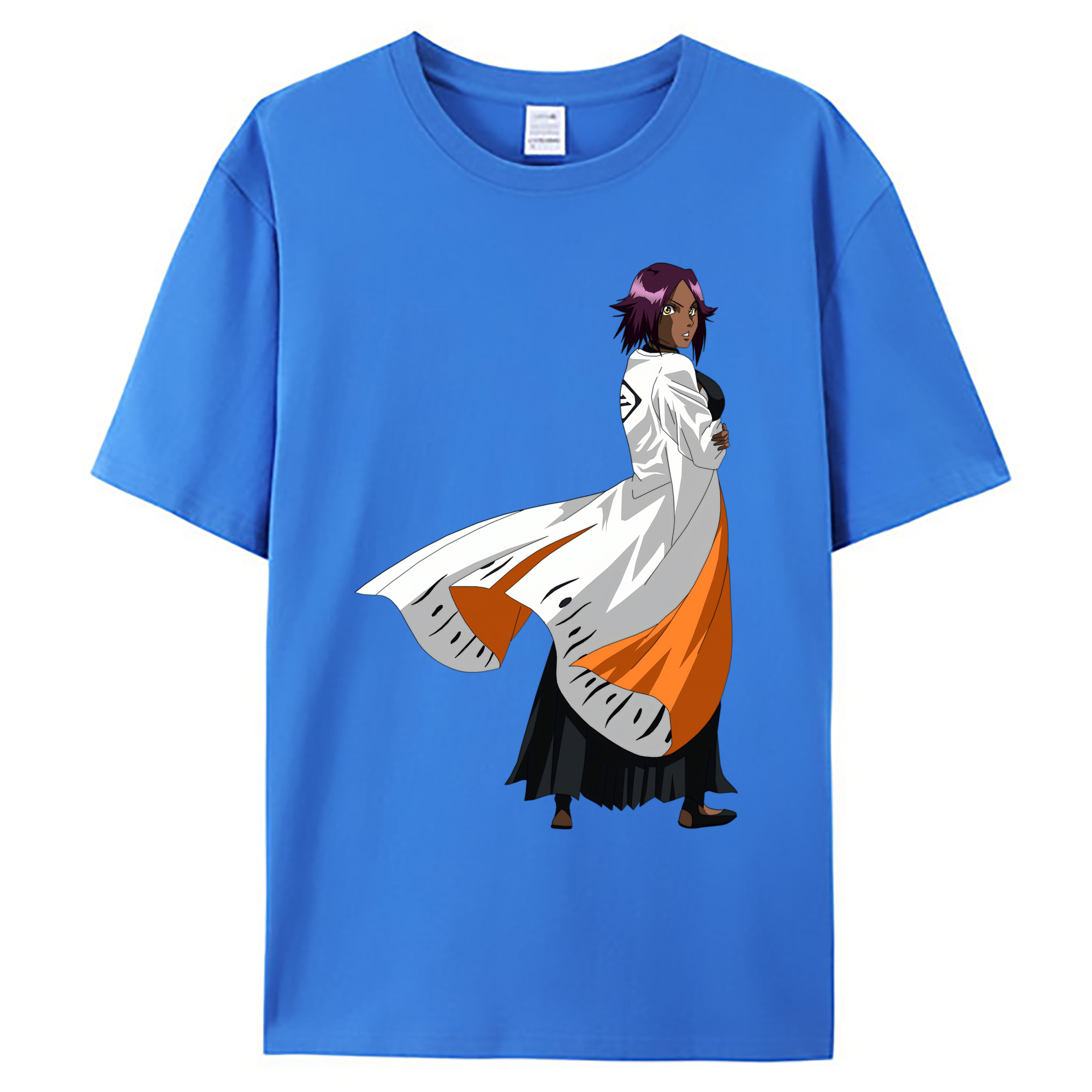 （画像用） ブリーチ 四楓院 夜一（しほういん よるいち） BLEACH Shihouin Yoruichi 綿100％ メンズ半袖Tシャツ｜肌触りやわらか＆通気性