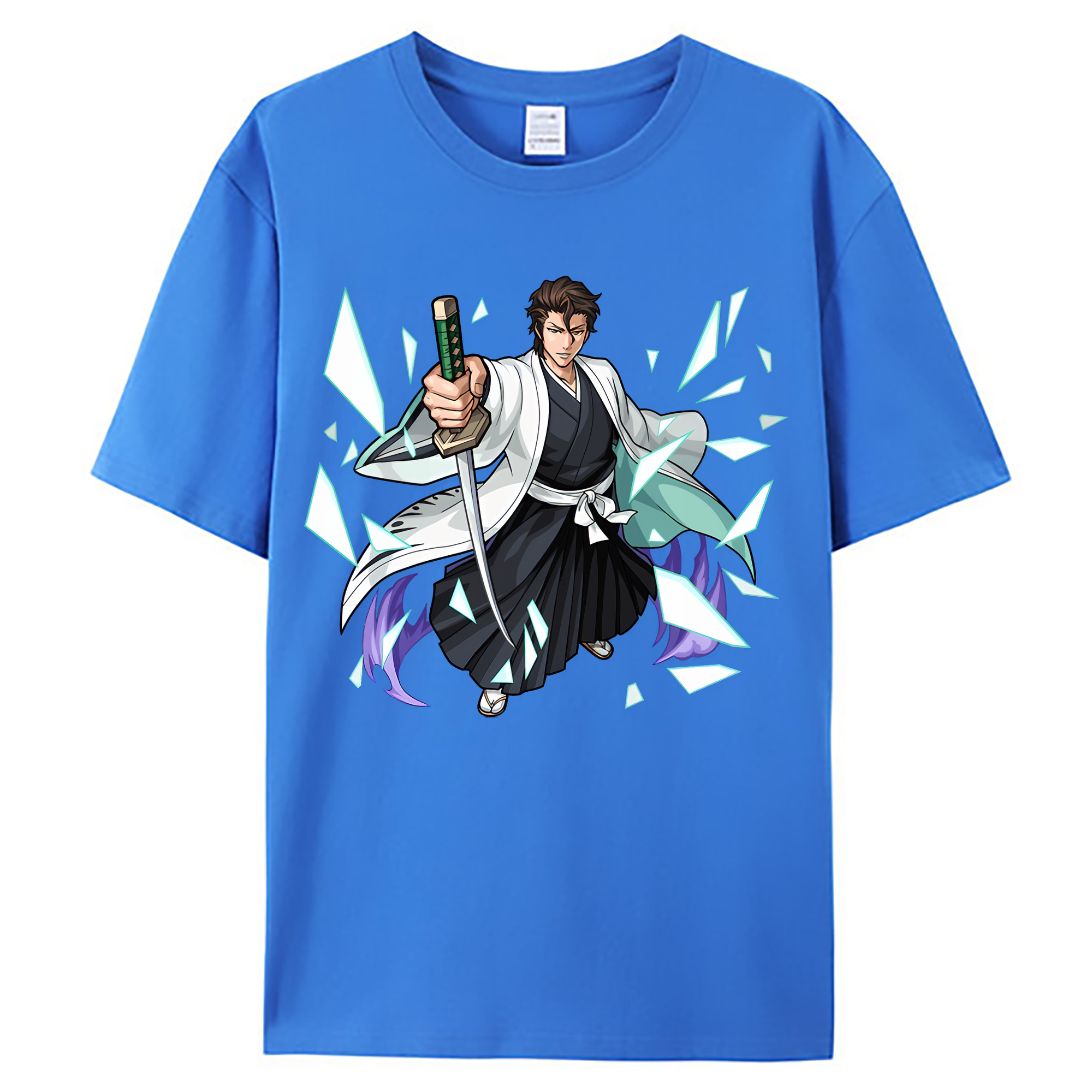 （画像用） ブリーチ 藍染 惣右介（あいぜん そうすけ） BLEACH Aizen Sousuke 綿100％ メンズ半袖Tシャツ｜肌触りやわらか＆通気性