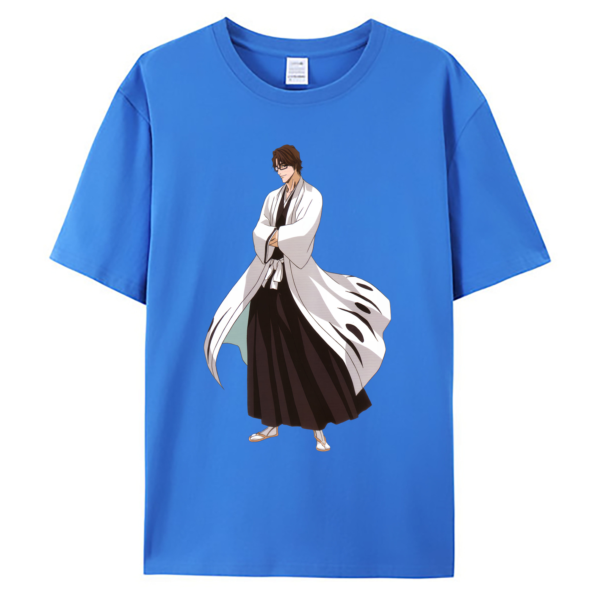 （画像用） ブリーチ 藍染 惣右介（あいぜん そうすけ） BLEACH Aizen Sousuke 綿100％ メンズ半袖Tシャツ｜肌触りやわらか＆通気性