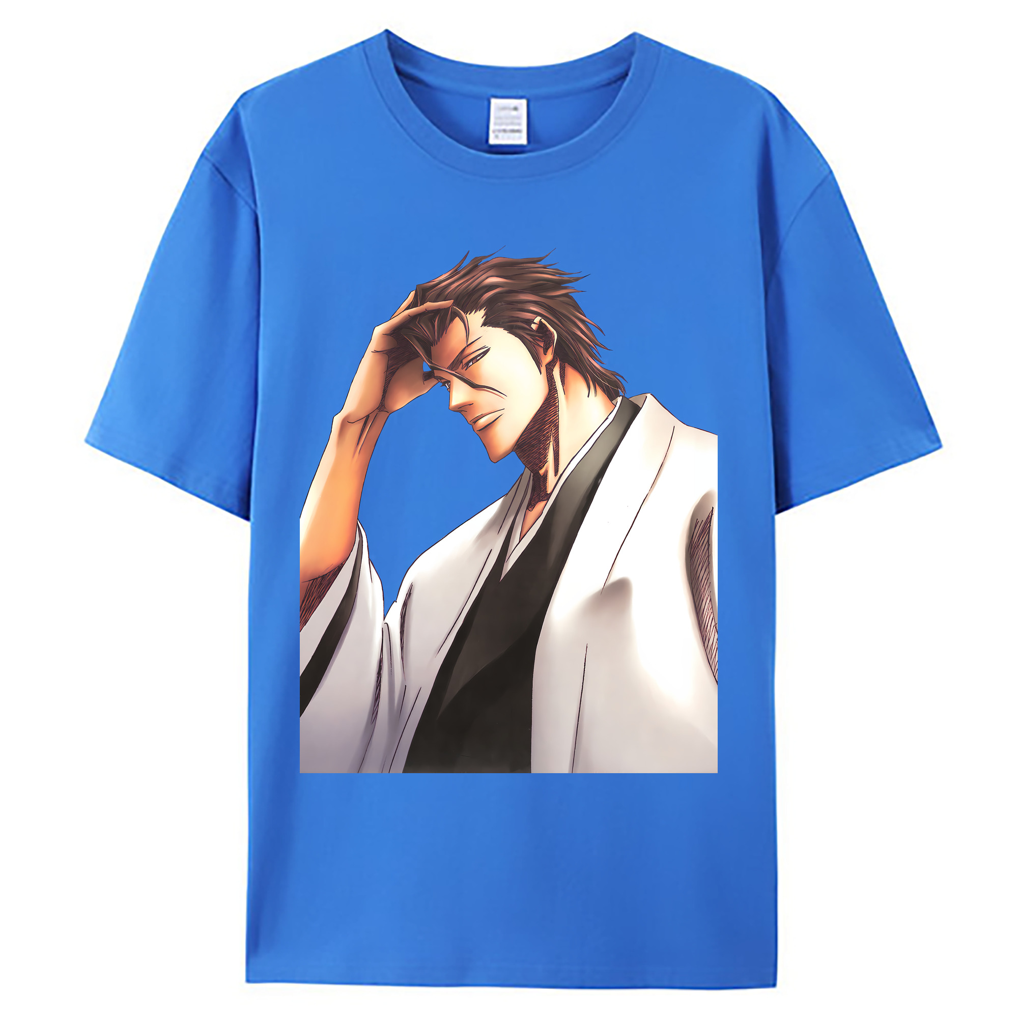 （画像用） ブリーチ 藍染 惣右介（あいぜん そうすけ） BLEACH Aizen Sousuke 綿100％ メンズ半袖Tシャツ｜肌触りやわらか＆通気性