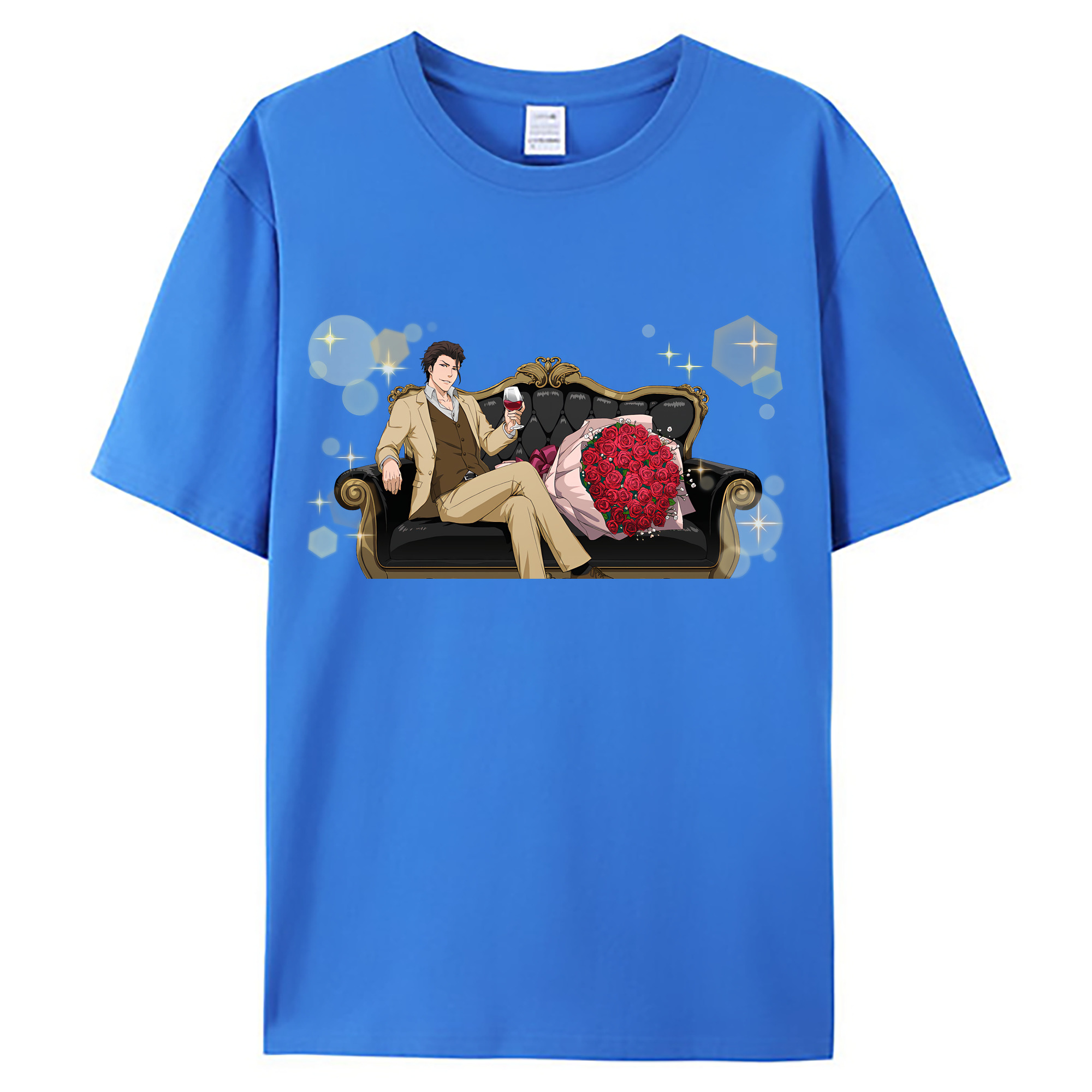 （画像用） ブリーチ 藍染 惣右介（あいぜん そうすけ） BLEACH Aizen Sousuke 綿100％ メンズ半袖Tシャツ｜肌触りやわらか＆通気性