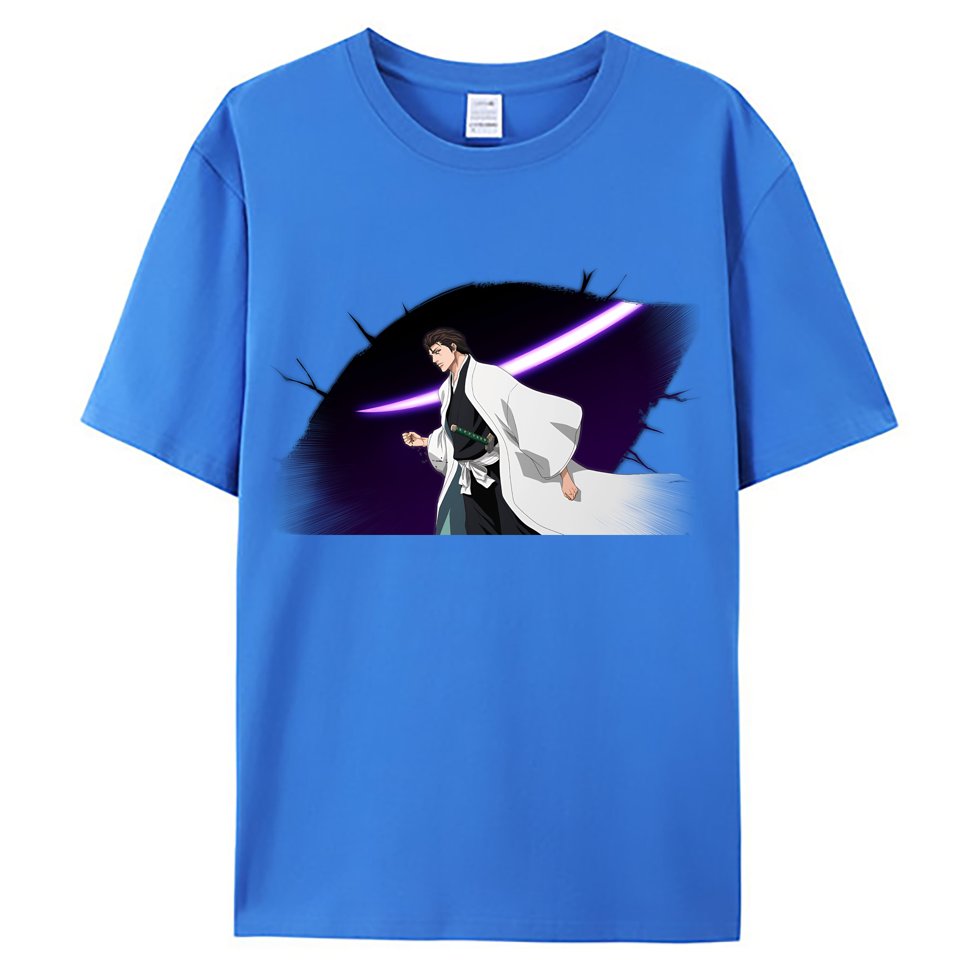 （画像用） ブリーチ 藍染 惣右介（あいぜん そうすけ） BLEACH Aizen Sousuke 綿100％ メンズ半袖Tシャツ｜肌触りやわらか＆通気性