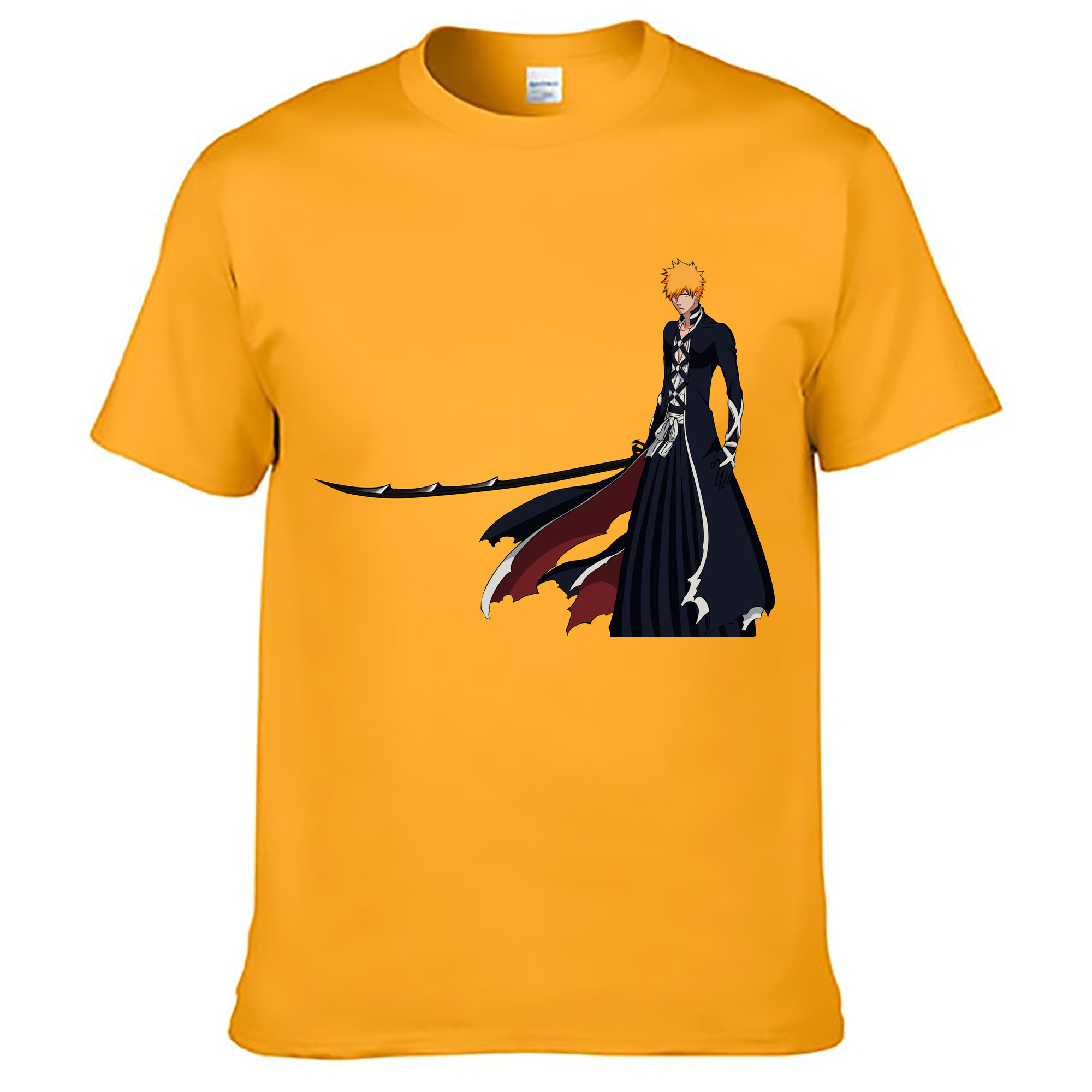 （画像用） ブリーチ 黒崎一護（くろさき いちご）BLEACH Kurosaki Ichigo 綿100％ メンズ半袖Tシャツ｜肌触りやわらか＆通気性
