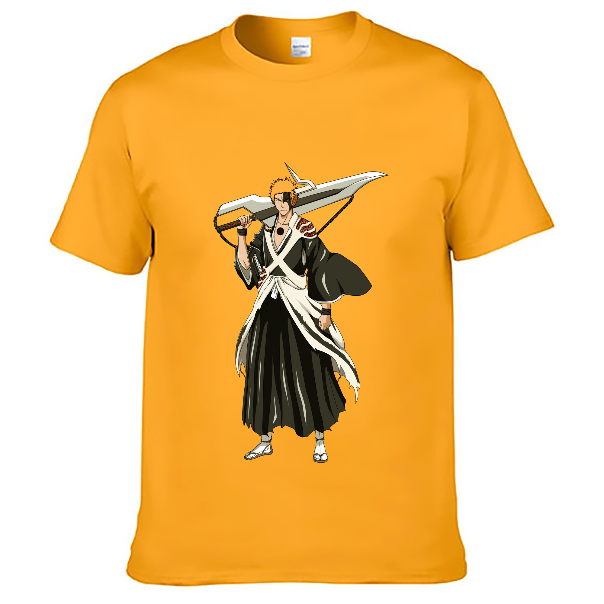 （画像用） ブリーチ 黒崎一護（くろさき いちご）BLEACH Kurosaki Ichigo 綿100％ メンズ半袖Tシャツ｜肌触りやわらか＆通気性