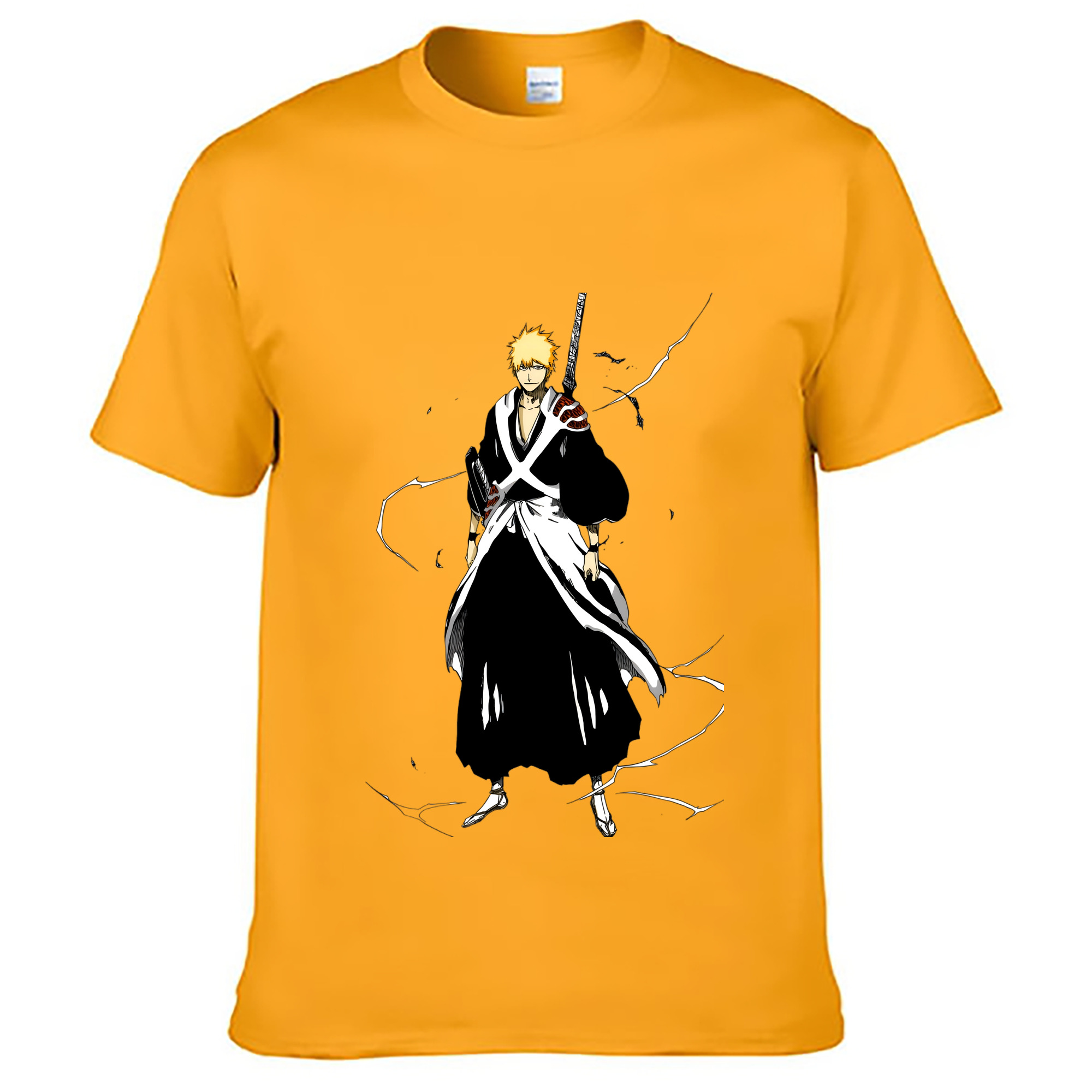 （画像用） ブリーチ 黒崎一護（くろさき いちご）BLEACH Kurosaki Ichigo 綿100％ メンズ半袖Tシャツ｜肌触りやわらか＆通気性