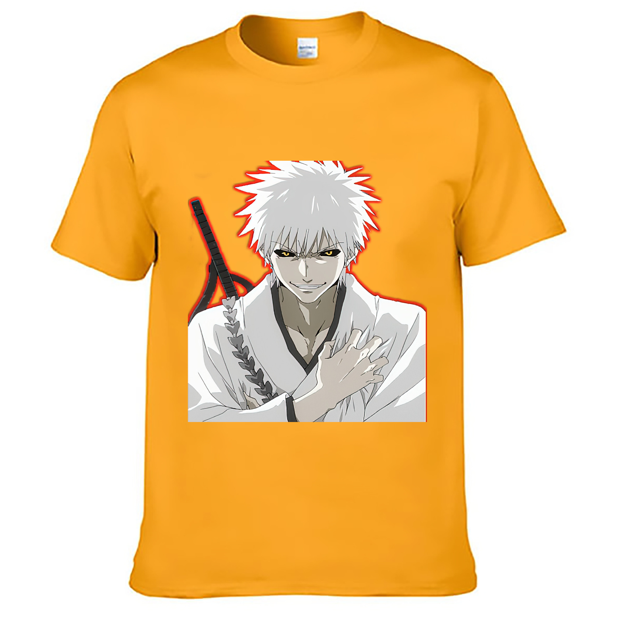 （画像用） ブリーチ 黒崎一護（くろさき いちご）BLEACH Kurosaki Ichigo 綿100％ メンズ半袖Tシャツ｜肌触りやわらか＆通気性