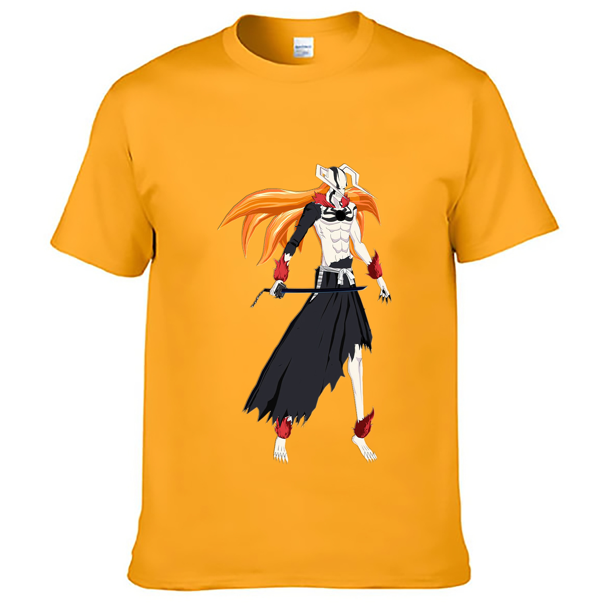 （画像用） ブリーチ 黒崎一護（くろさき いちご）BLEACH Kurosaki Ichigo 綿100％ メンズ半袖Tシャツ｜肌触りやわらか＆通気性