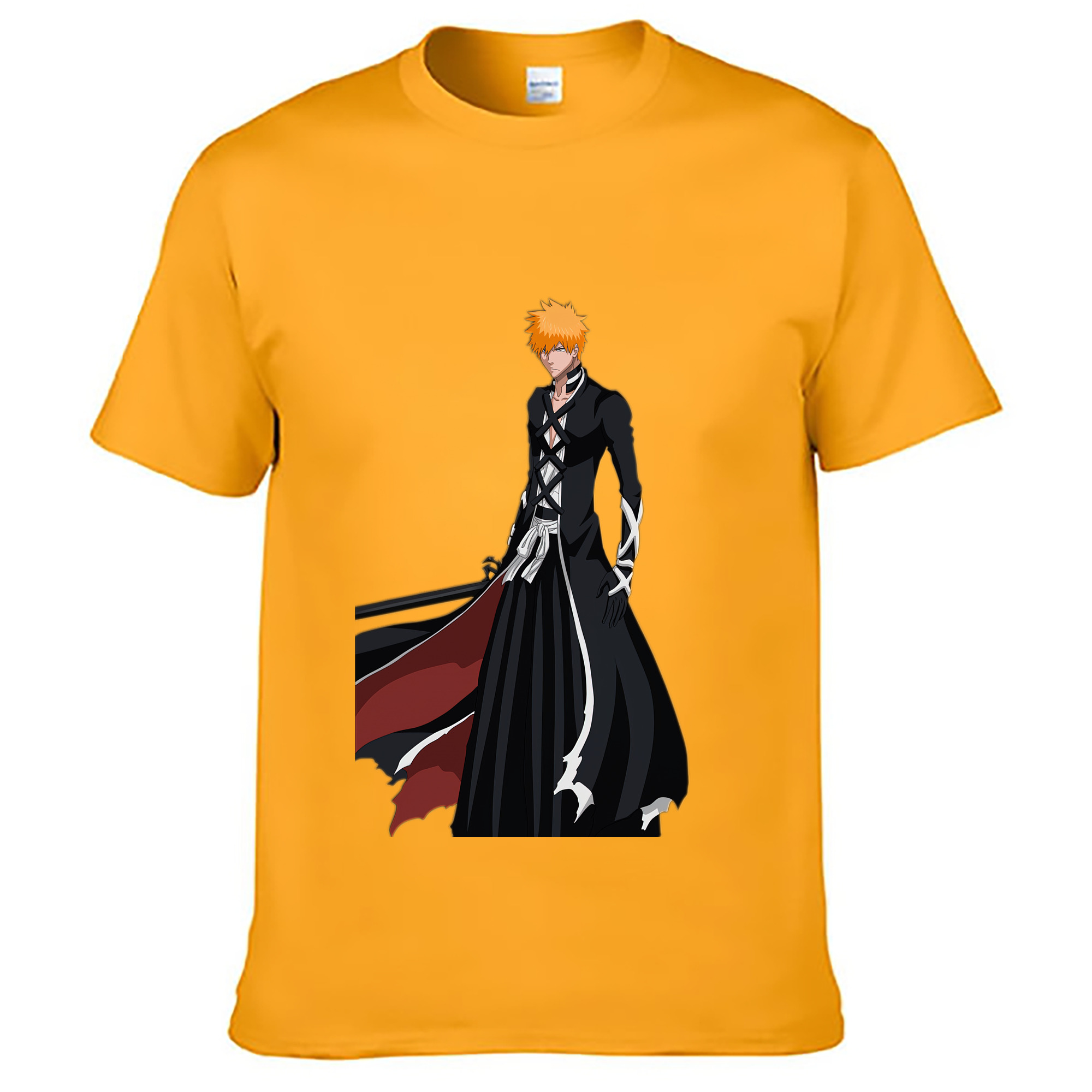 （画像用） ブリーチ 黒崎一護（くろさき いちご）BLEACH Kurosaki Ichigo 綿100％ メンズ半袖Tシャツ｜肌触りやわらか＆通気性