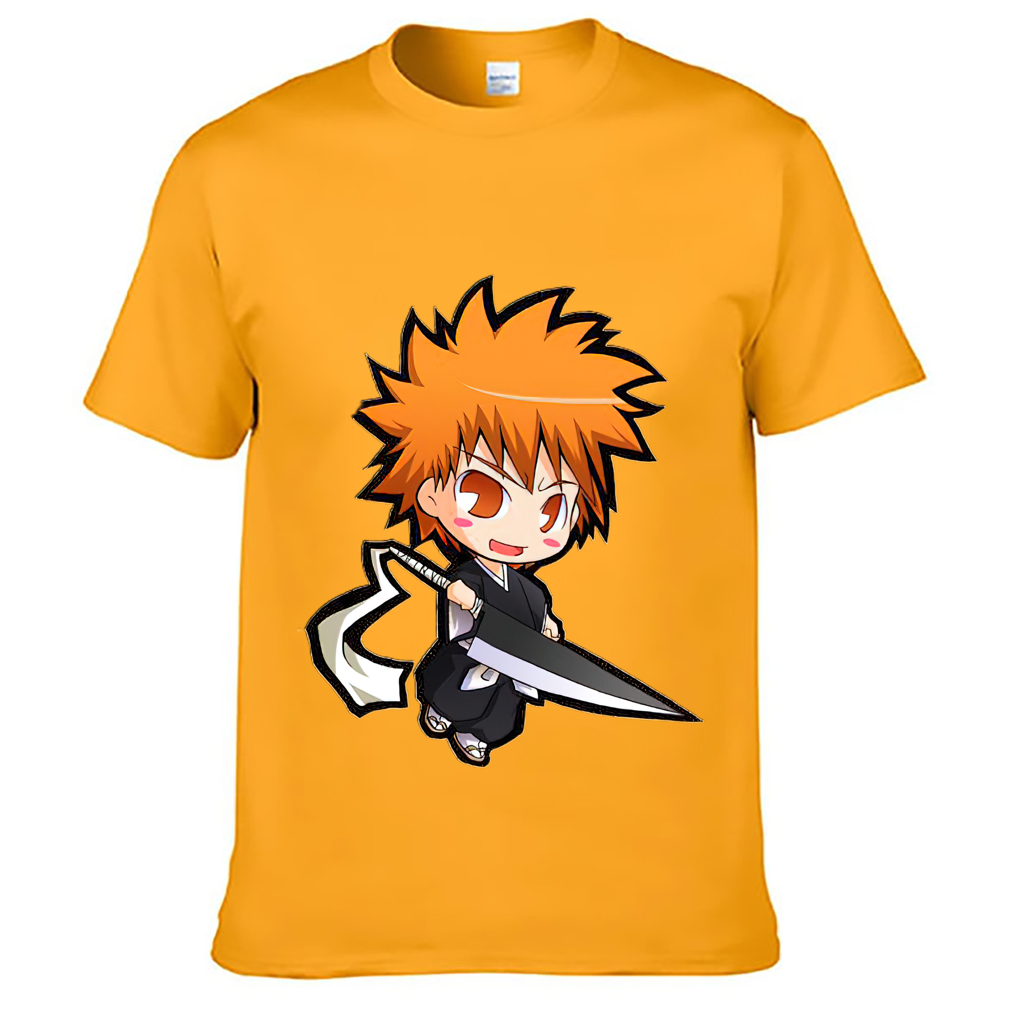 （画像用） ブリーチ 黒崎一護（くろさき いちご）BLEACH Kurosaki Ichigo 綿100％ メンズ半袖Tシャツ｜肌触りやわらか＆通気性