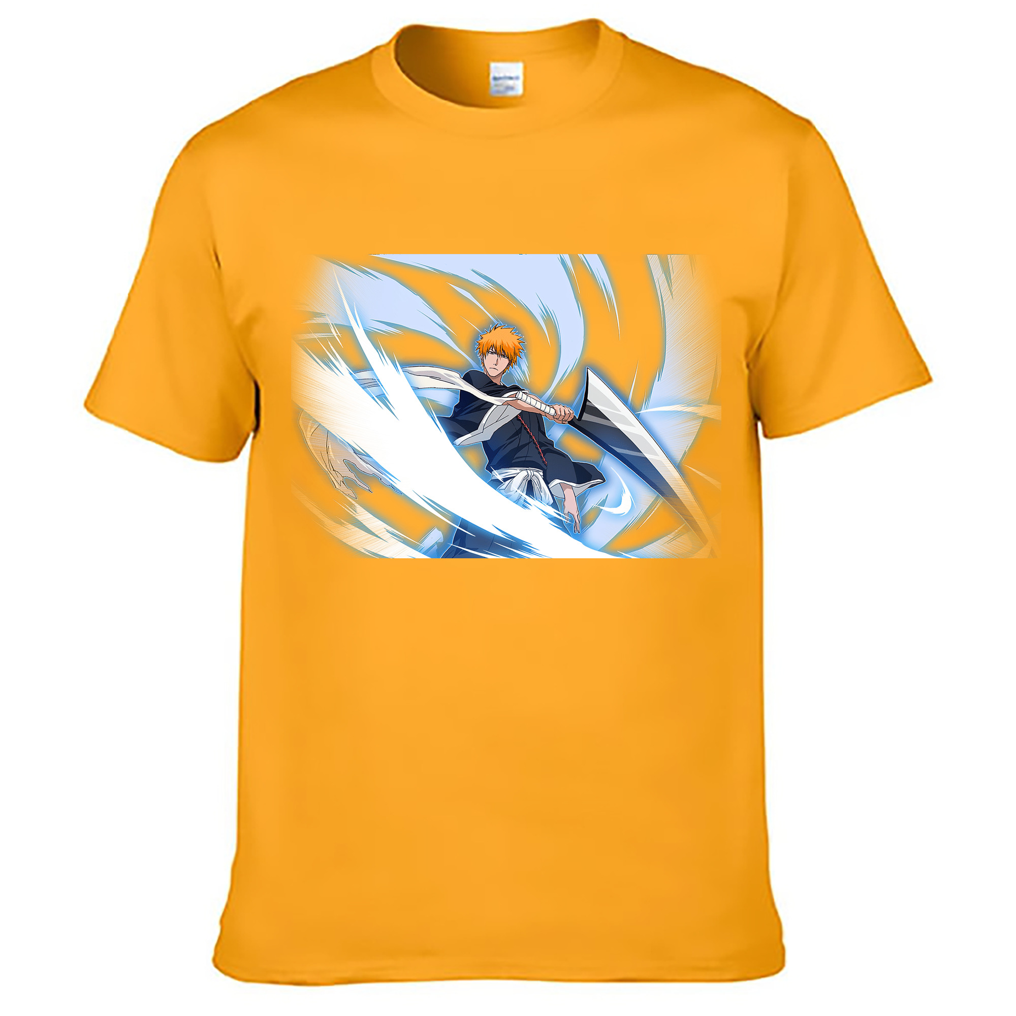 （画像用） ブリーチ 黒崎一護（くろさき いちご）BLEACH Kurosaki Ichigo 綿100％ メンズ半袖Tシャツ｜肌触りやわらか＆通気性