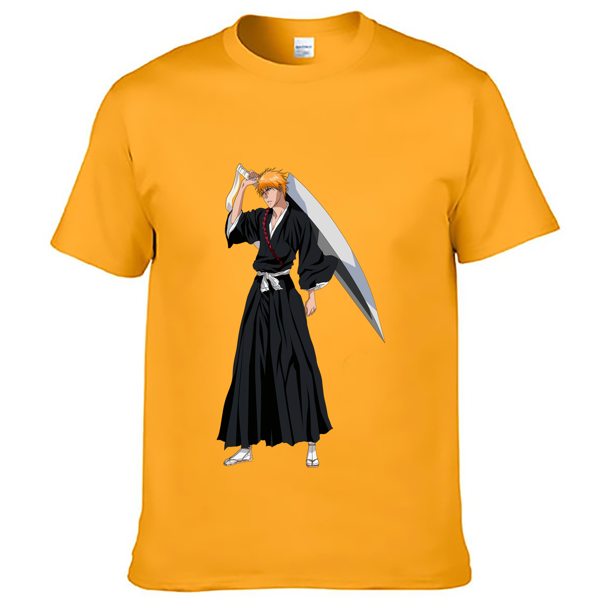 （画像用） ブリーチ 黒崎一護（くろさき いちご）BLEACH Kurosaki Ichigo 綿100％ メンズ半袖Tシャツ｜肌触りやわらか＆通気性