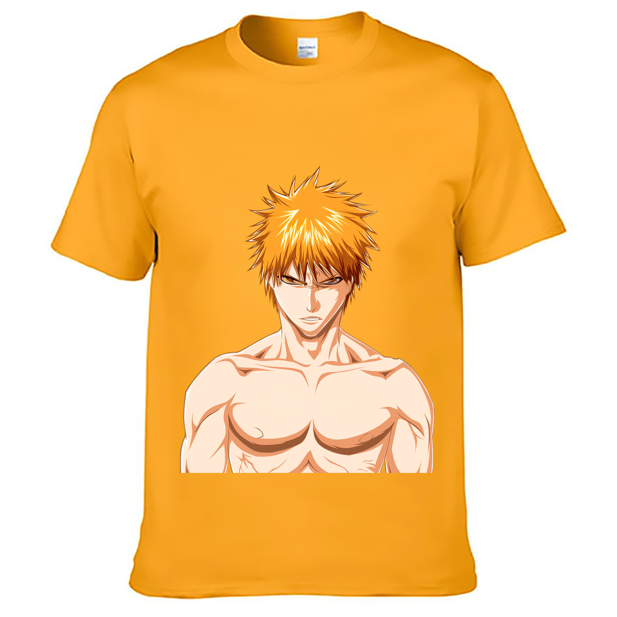 （画像用） ブリーチ 黒崎一護（くろさき いちご）BLEACH Kurosaki Ichigo 綿100％ メンズ半袖Tシャツ｜肌触りやわらか＆通気性