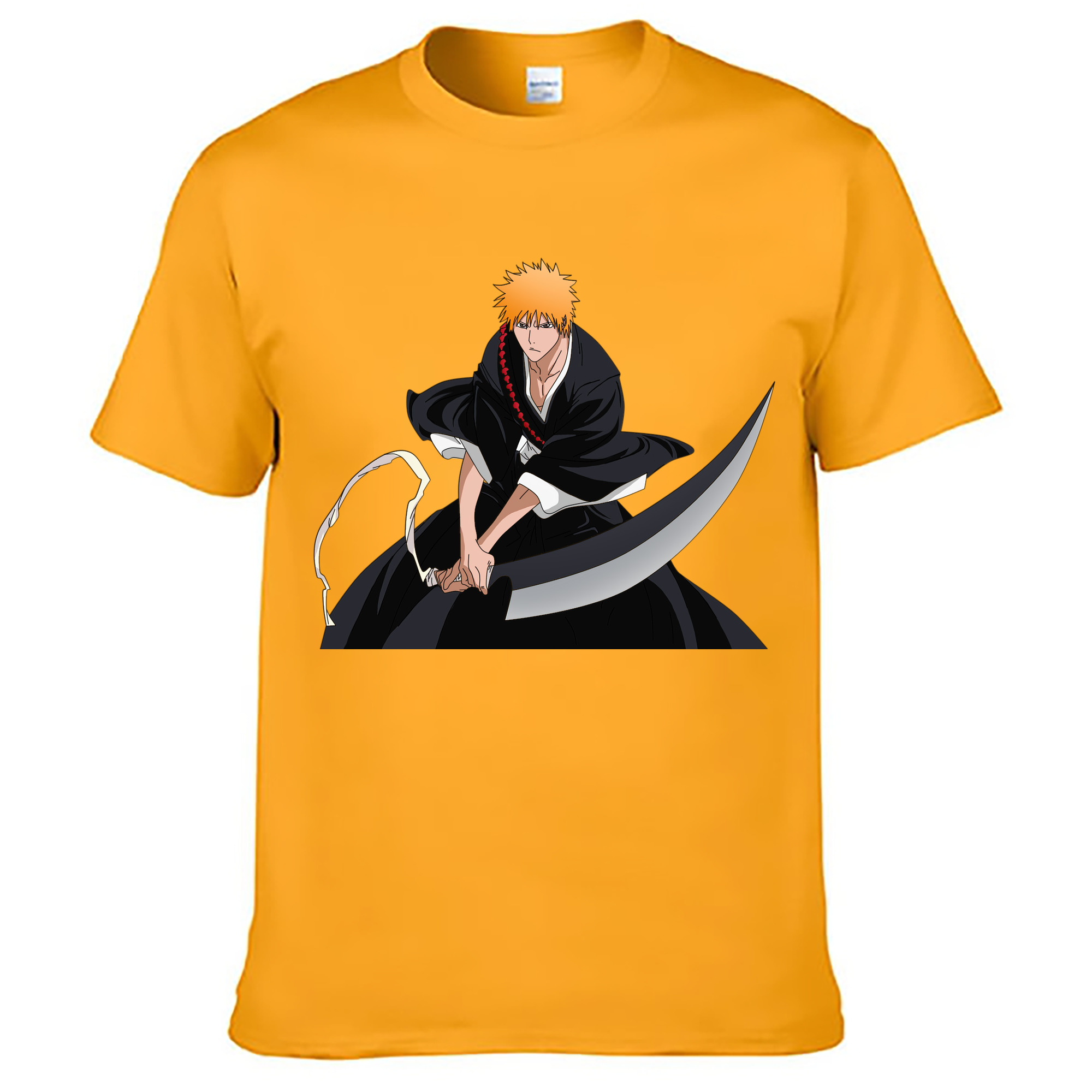 （画像用） ブリーチ 黒崎一護（くろさき いちご）BLEACH Kurosaki Ichigo 綿100％ メンズ半袖Tシャツ｜肌触りやわらか＆通気性