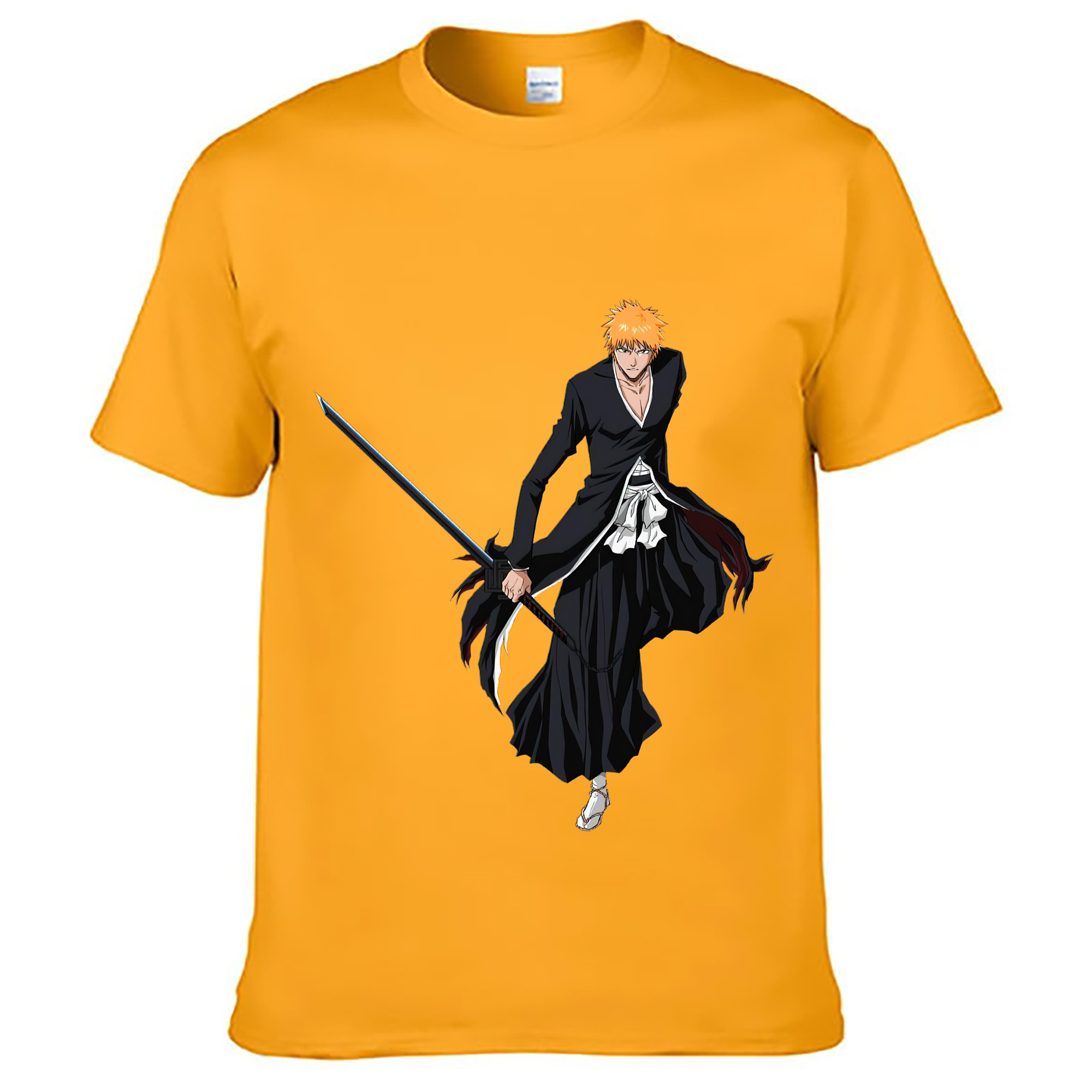 （画像用） ブリーチ 黒崎一護（くろさき いちご）BLEACH Kurosaki Ichigo 綿100％ メンズ半袖Tシャツ｜肌触りやわらか＆通気性