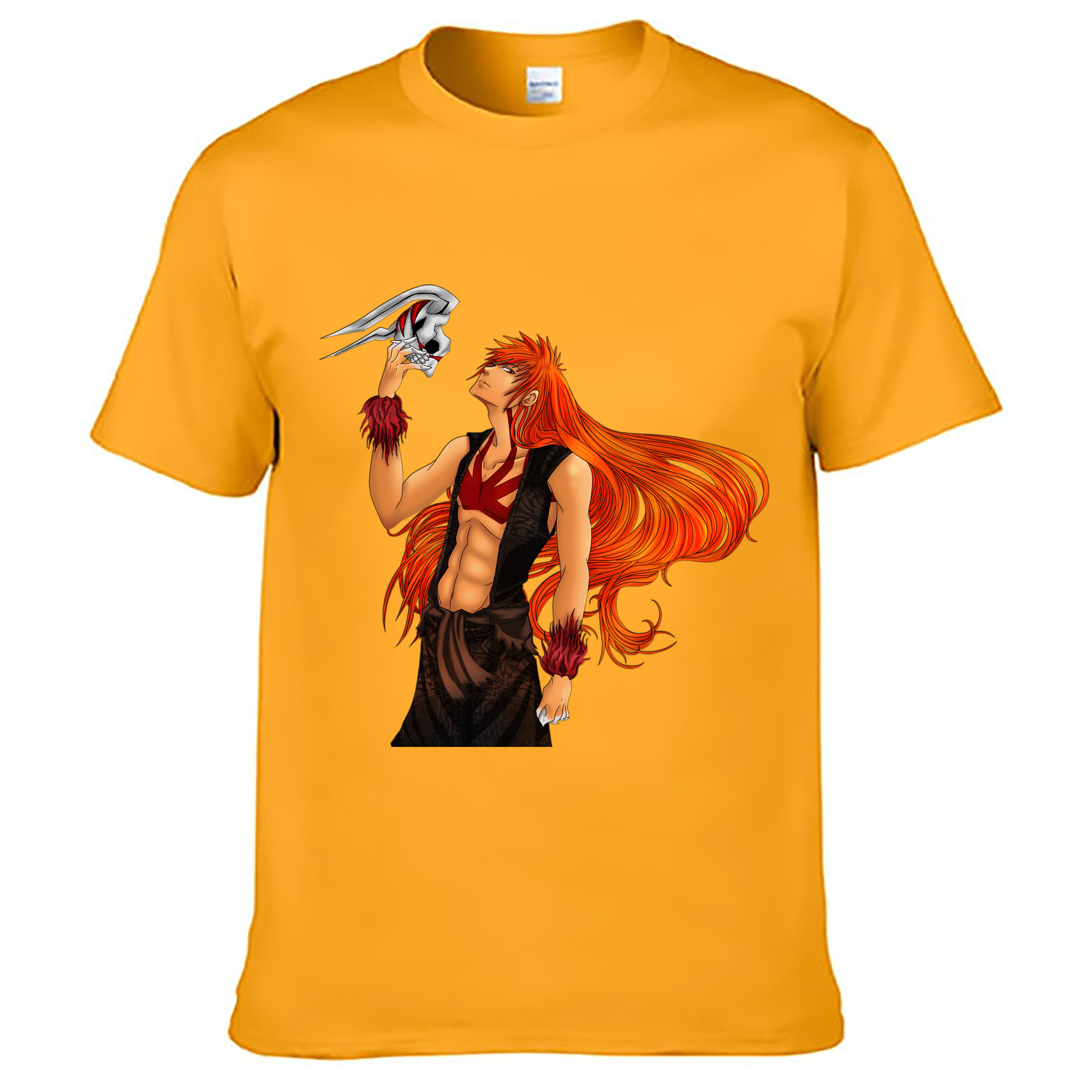 （画像用） ブリーチ 黒崎一護（くろさき いちご）BLEACH Kurosaki Ichigo 綿100％ メンズ半袖Tシャツ｜肌触りやわらか＆通気性