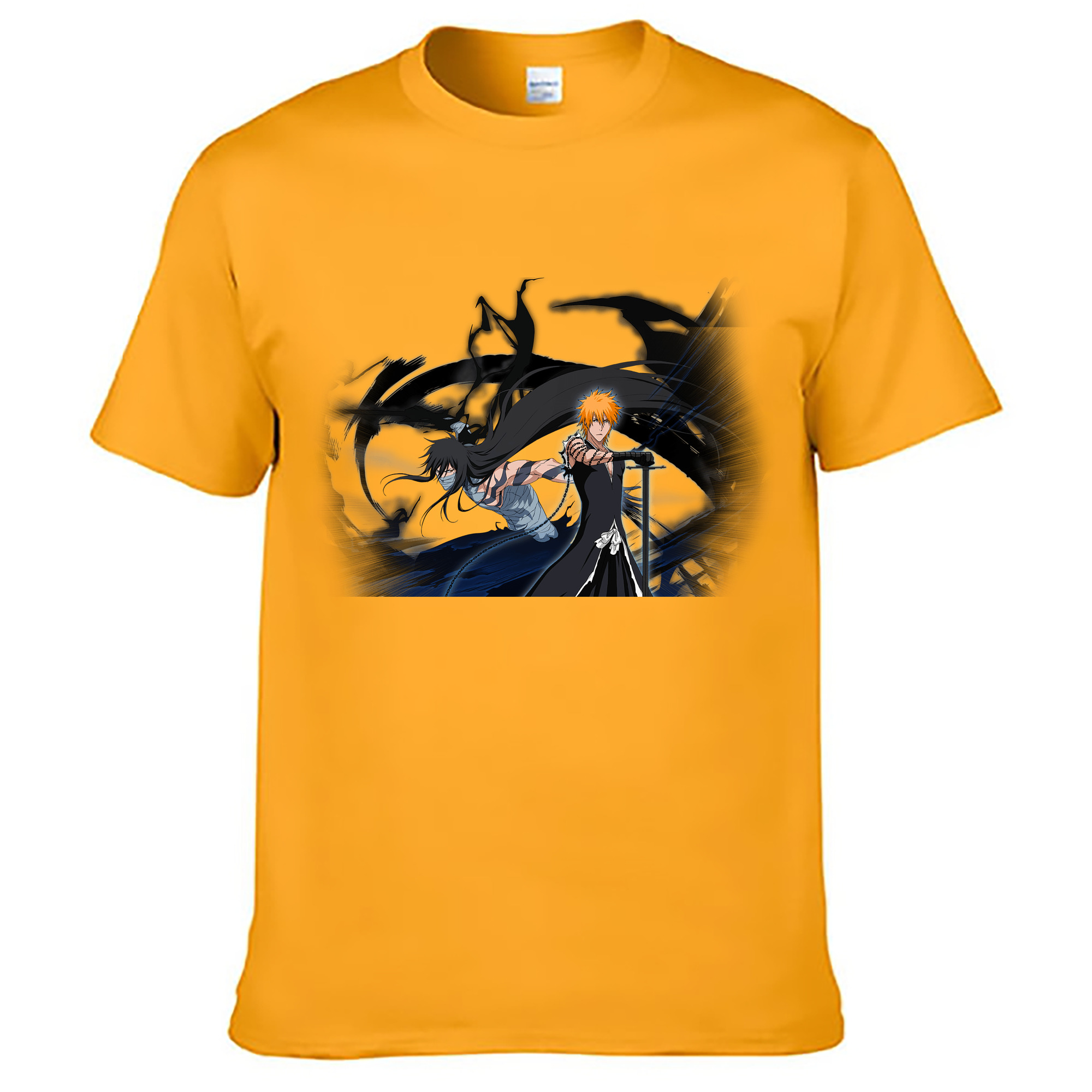 （画像用） ブリーチ 黒崎一護（くろさき いちご）BLEACH Kurosaki Ichigo 綿100％ メンズ半袖Tシャツ｜肌触りやわらか＆通気性