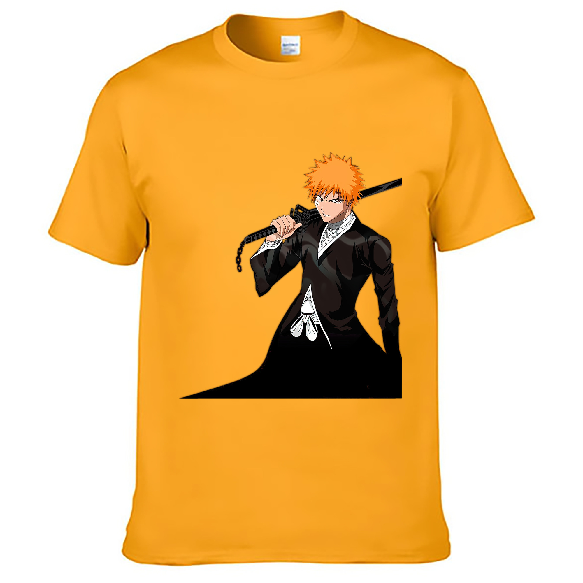 （画像用） ブリーチ 黒崎一護（くろさき いちご）BLEACH Kurosaki Ichigo 綿100％ メンズ半袖Tシャツ｜肌触りやわらか＆通気性