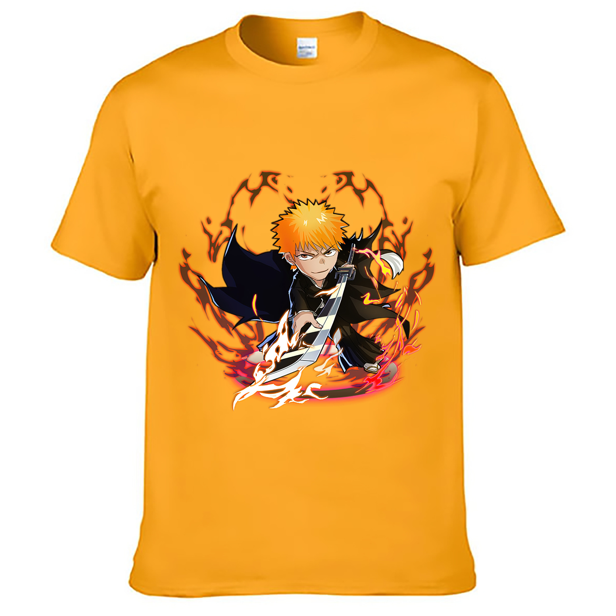 （画像用） ブリーチ 黒崎一護（くろさき いちご）BLEACH Kurosaki Ichigo 綿100％ メンズ半袖Tシャツ｜肌触りやわらか＆通気性