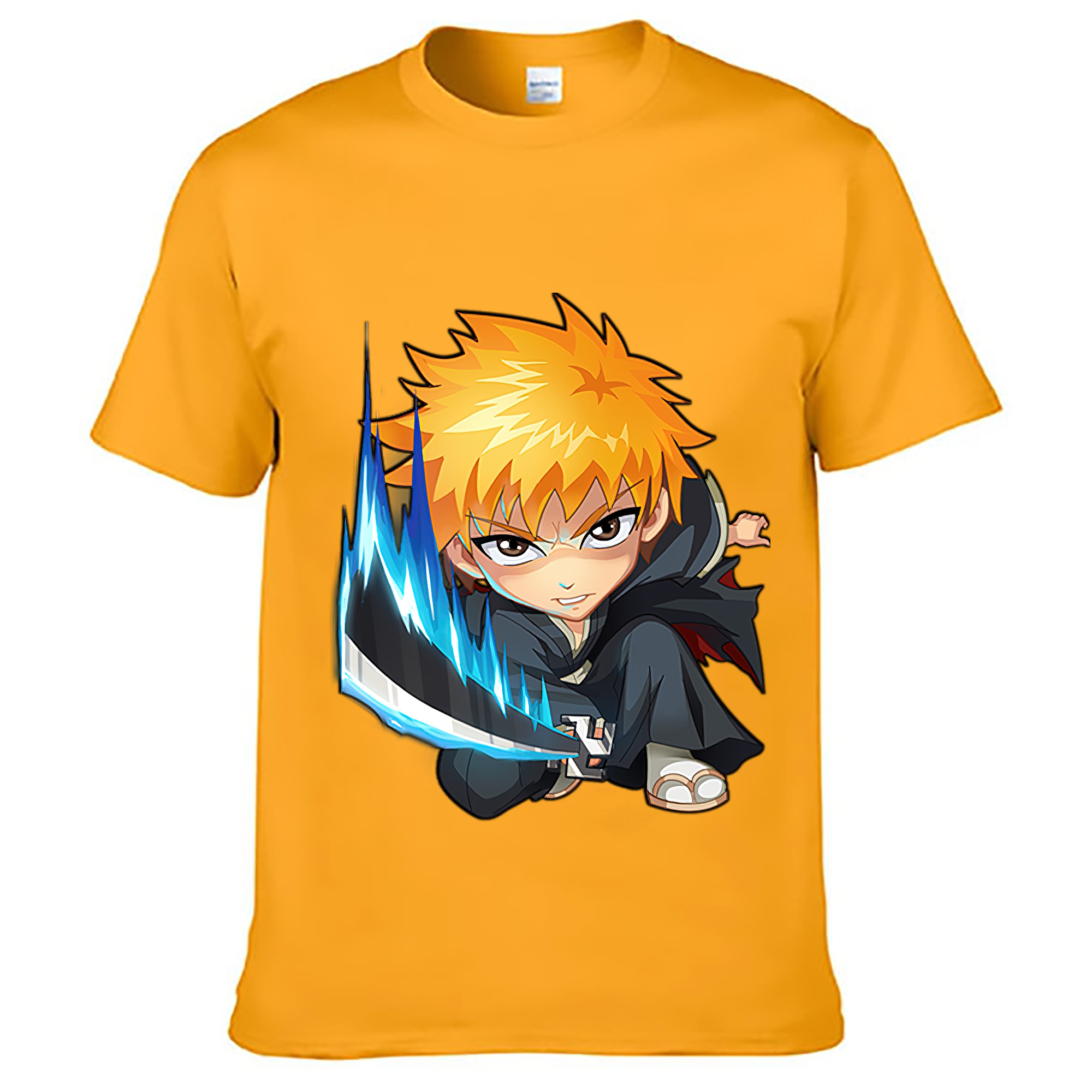 （画像用） ブリーチ 黒崎一護（くろさき いちご）BLEACH Kurosaki Ichigo 綿100％ メンズ半袖Tシャツ｜肌触りやわらか＆通気性