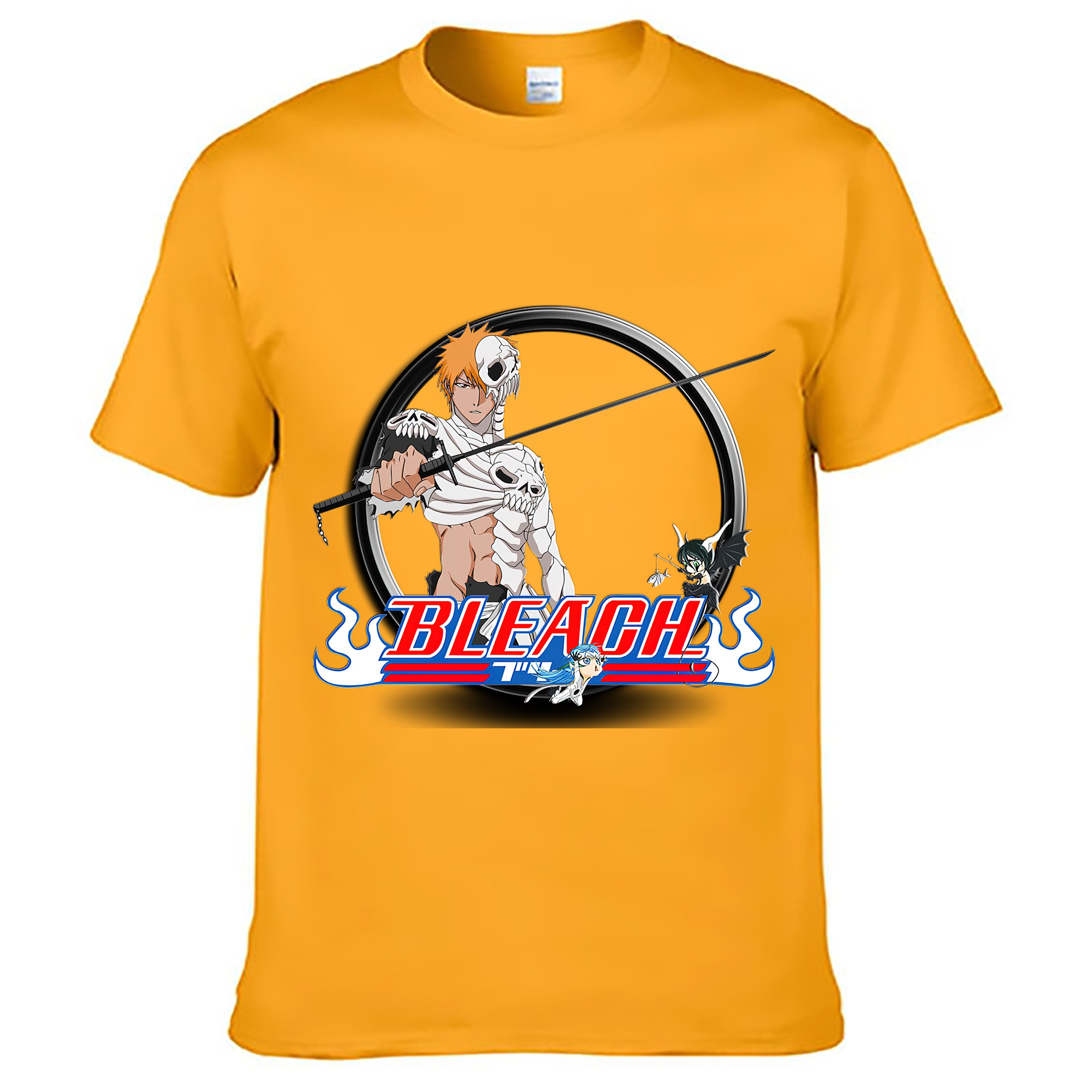 （画像用） ブリーチ 黒崎一護（くろさき いちご）BLEACH Kurosaki Ichigo 綿100％ メンズ半袖Tシャツ｜肌触りやわらか＆通気性
