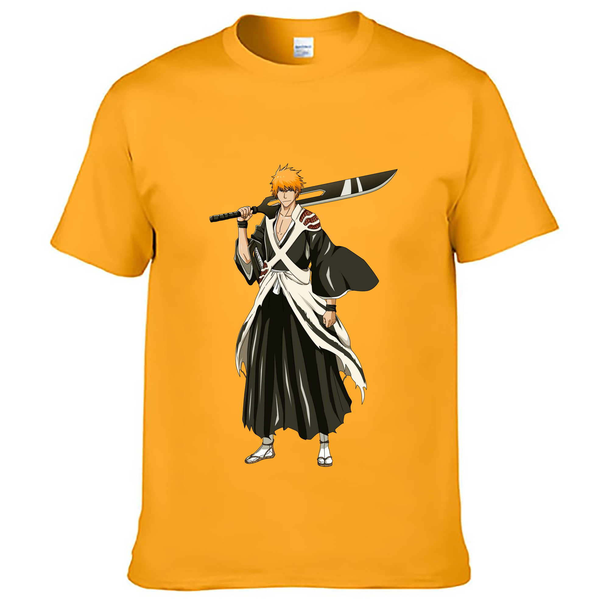 （画像用） ブリーチ 黒崎一護（くろさき いちご）BLEACH Kurosaki Ichigo 綿100％ メンズ半袖Tシャツ｜肌触りやわらか＆通気性