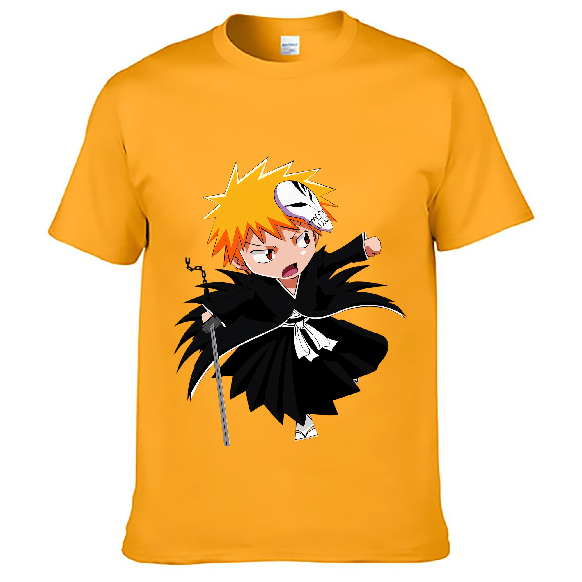 （画像用） ブリーチ 黒崎一護（くろさき いちご）BLEACH Kurosaki Ichigo 綿100％ メンズ半袖Tシャツ｜肌触りやわらか＆通気性