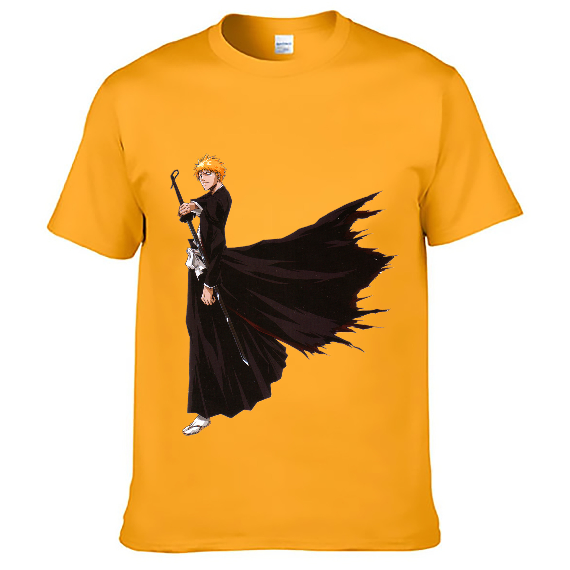 （画像用） ブリーチ 黒崎一護（くろさき いちご）BLEACH Kurosaki Ichigo 綿100％ メンズ半袖Tシャツ｜肌触りやわらか＆通気性