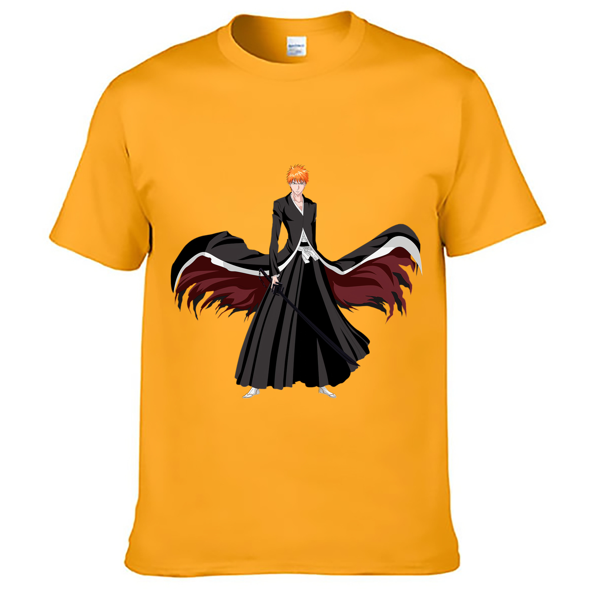 （画像用） ブリーチ 黒崎一護（くろさき いちご）BLEACH Kurosaki Ichigo 綿100％ メンズ半袖Tシャツ｜肌触りやわらか＆通気性