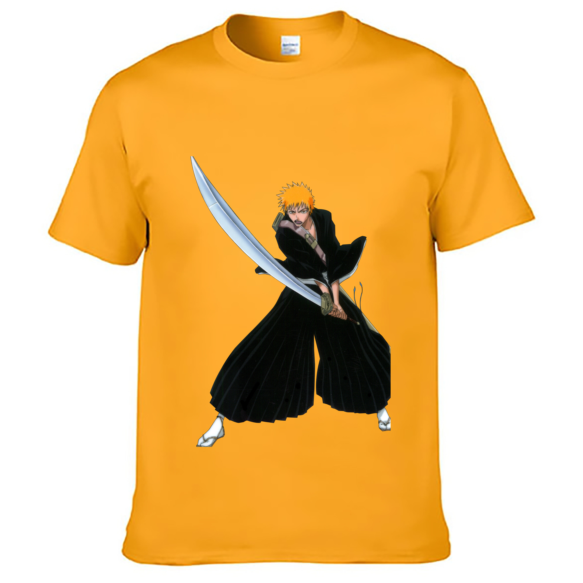 （画像用） ブリーチ 黒崎一護（くろさき いちご）BLEACH Kurosaki Ichigo 綿100％ メンズ半袖Tシャツ｜肌触りやわらか＆通気性