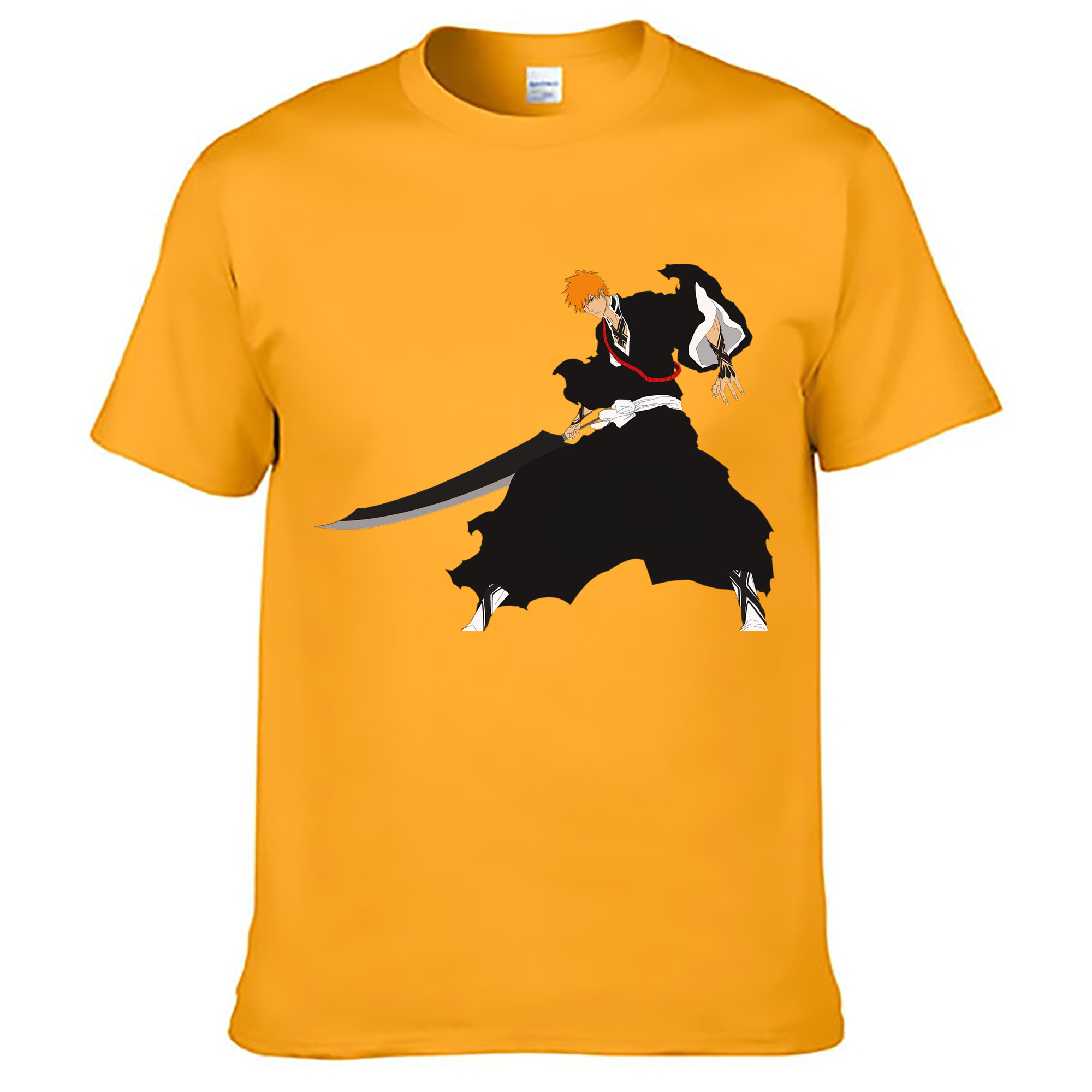 （画像用） ブリーチ 黒崎一護（くろさき いちご）BLEACH Kurosaki Ichigo 綿100％ メンズ半袖Tシャツ｜肌触りやわらか＆通気性