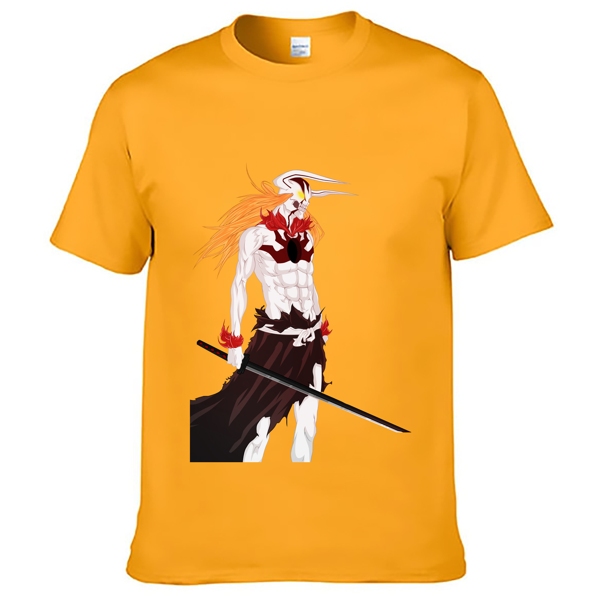 （画像用） ブリーチ 黒崎一護（くろさき いちご）BLEACH Kurosaki Ichigo 綿100％ メンズ半袖Tシャツ｜肌触りやわらか＆通気性