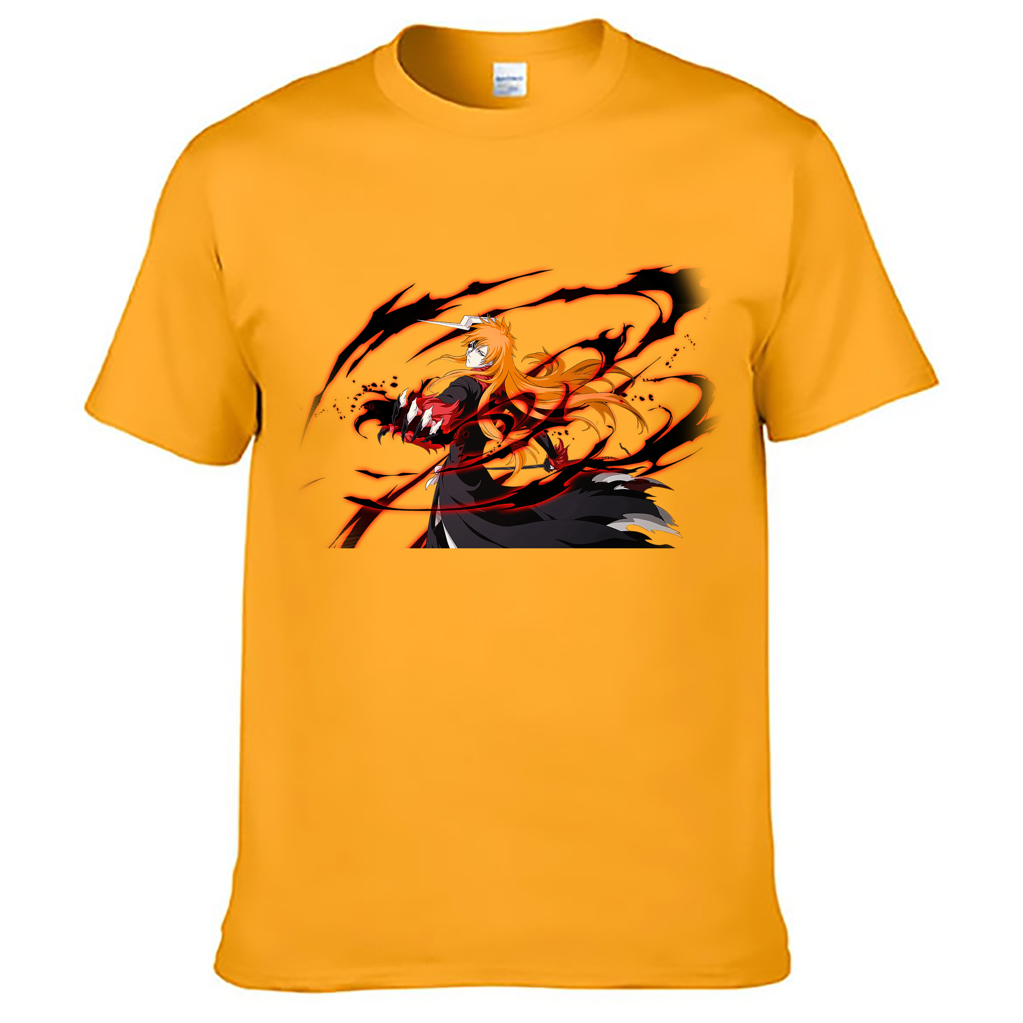 （画像用） ブリーチ 黒崎一護（くろさき いちご）BLEACH Kurosaki Ichigo 綿100％ メンズ半袖Tシャツ｜肌触りやわらか＆通気性