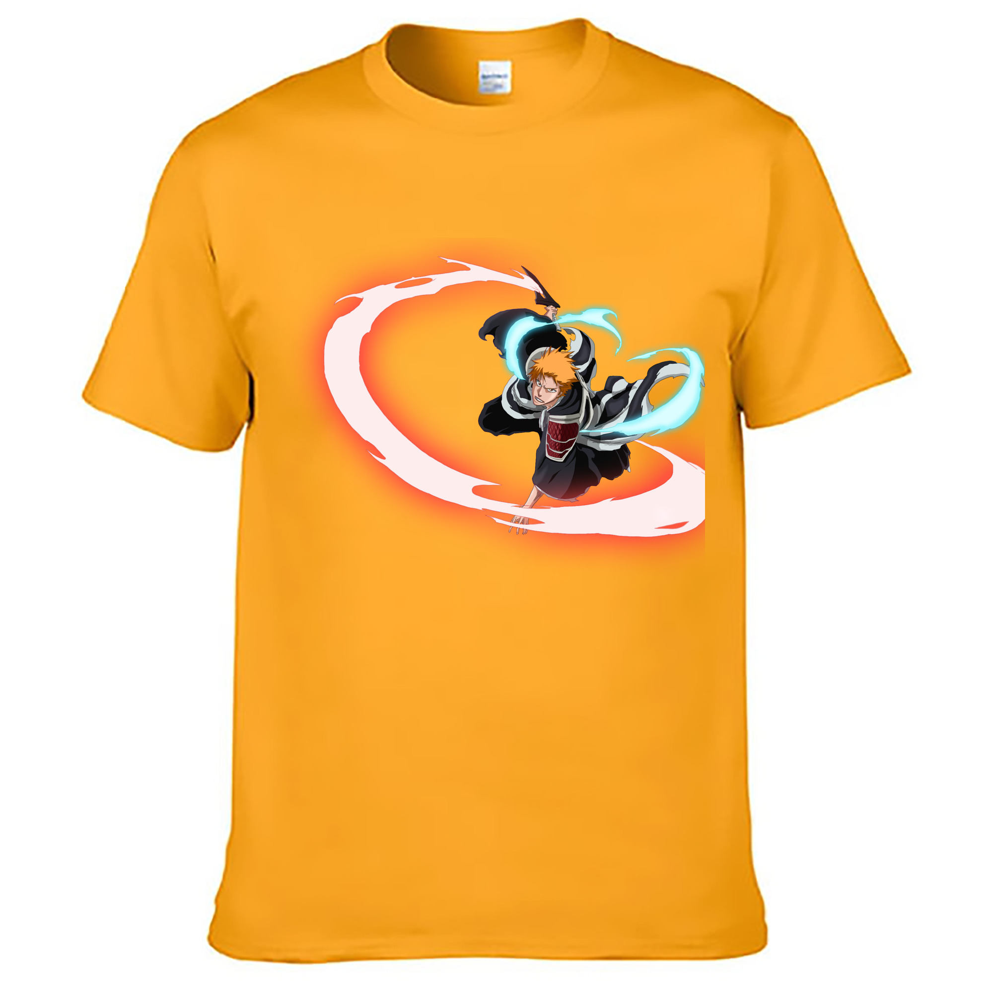 （画像用） ブリーチ 黒崎一護（くろさき いちご）BLEACH Kurosaki Ichigo 綿100％ メンズ半袖Tシャツ｜肌触りやわらか＆通気性