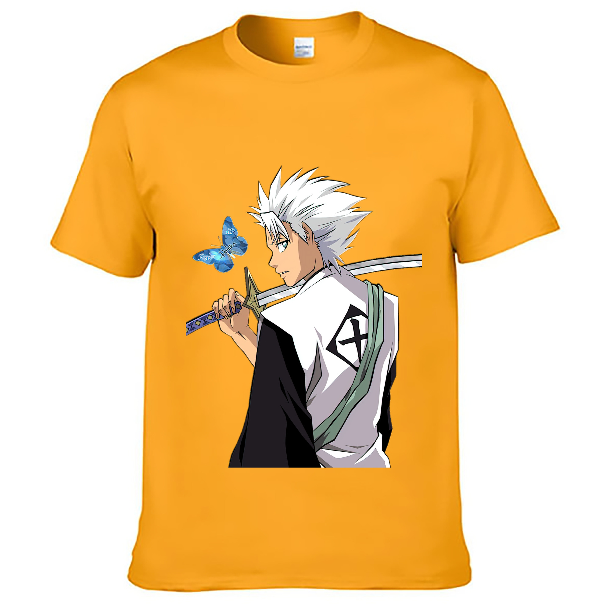 （画像用） ブリーチ 日番谷冬獅郎（ひつがや とうしろう） BLEACH Hitsugaya Toushirou 綿100％ メンズ半袖Tシャツ｜肌触りやわらか＆通気性