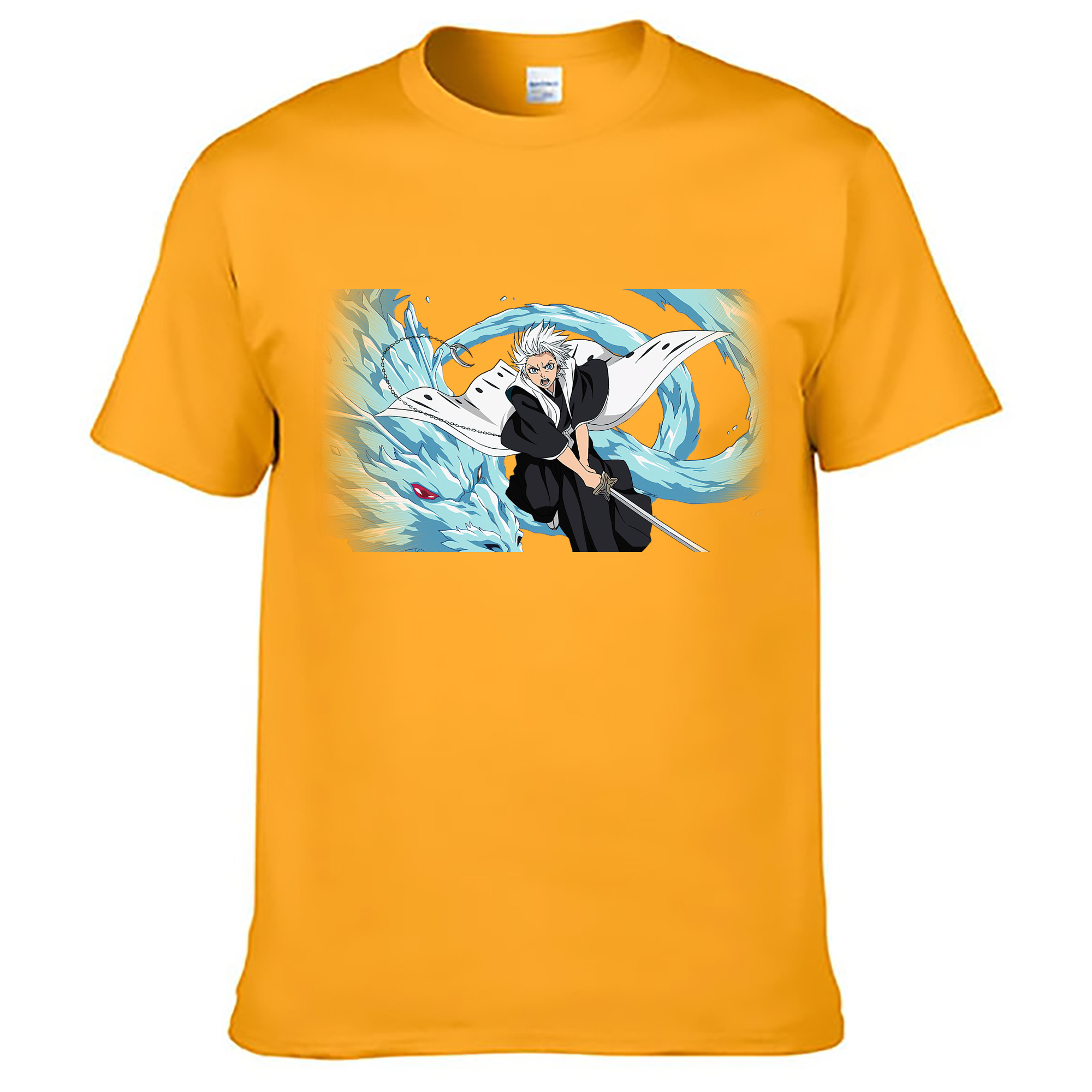 （画像用） ブリーチ 日番谷冬獅郎（ひつがや とうしろう） BLEACH Hitsugaya Toushirou 綿100％ メンズ半袖Tシャツ｜肌触りやわらか＆通気性