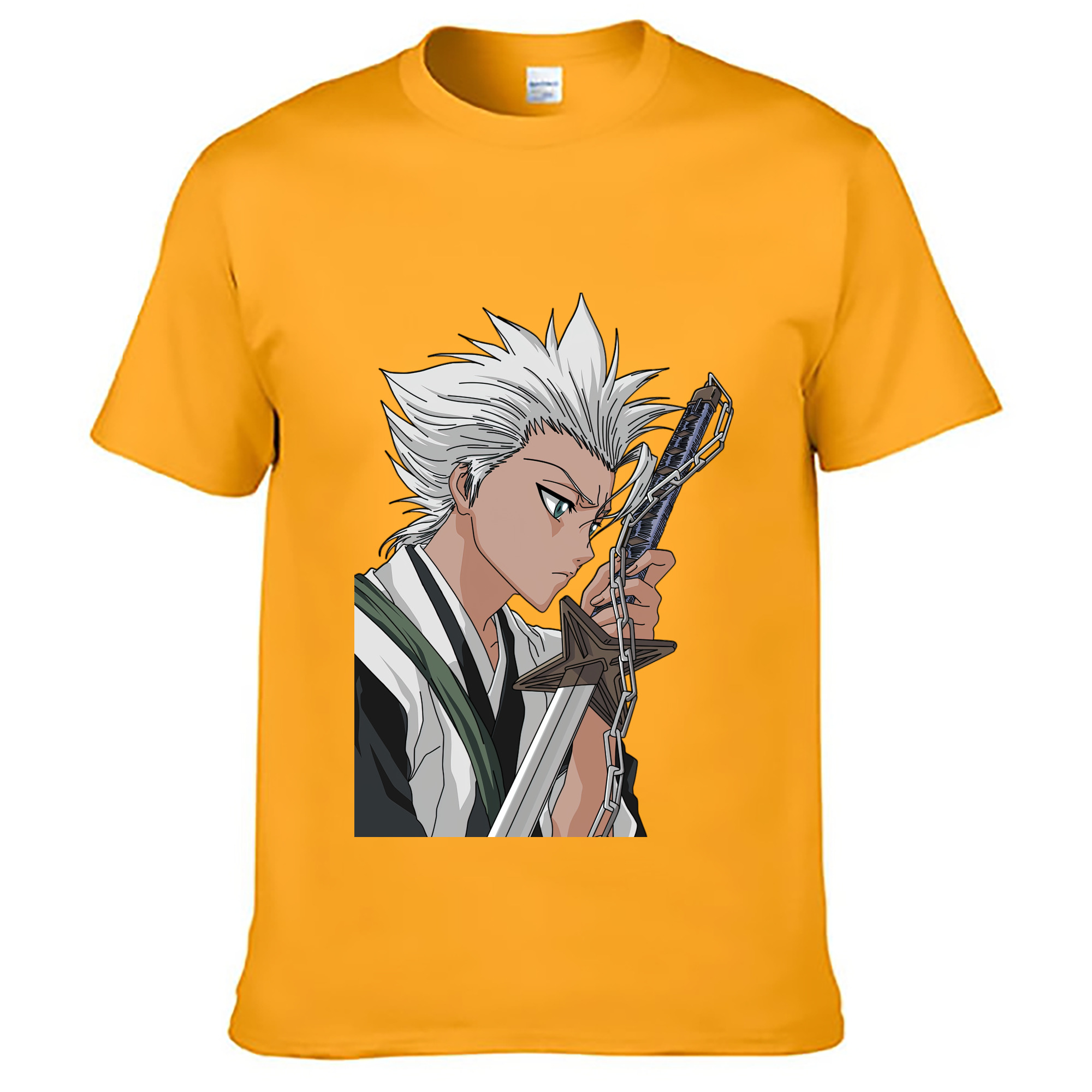 （画像用） ブリーチ 日番谷冬獅郎（ひつがや とうしろう） BLEACH Hitsugaya Toushirou 綿100％ メンズ半袖Tシャツ｜肌触りやわらか＆通気性