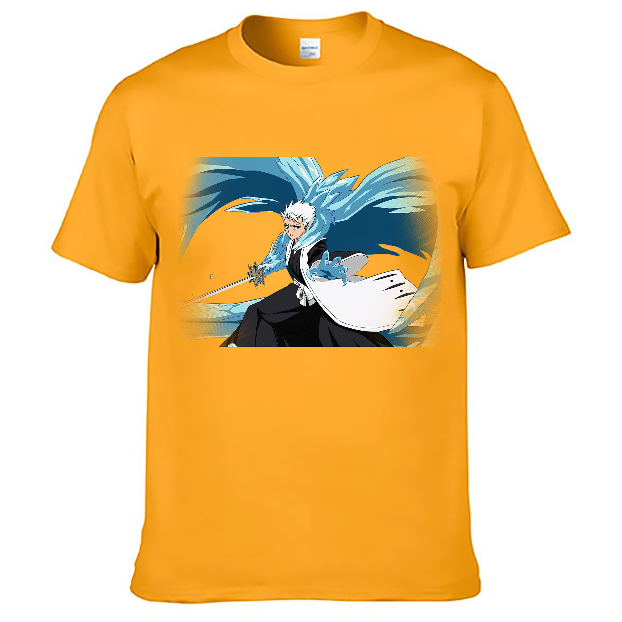 （画像用） ブリーチ 日番谷冬獅郎（ひつがや とうしろう） BLEACH Hitsugaya Toushirou 綿100％ メンズ半袖Tシャツ｜肌触りやわらか＆通気性