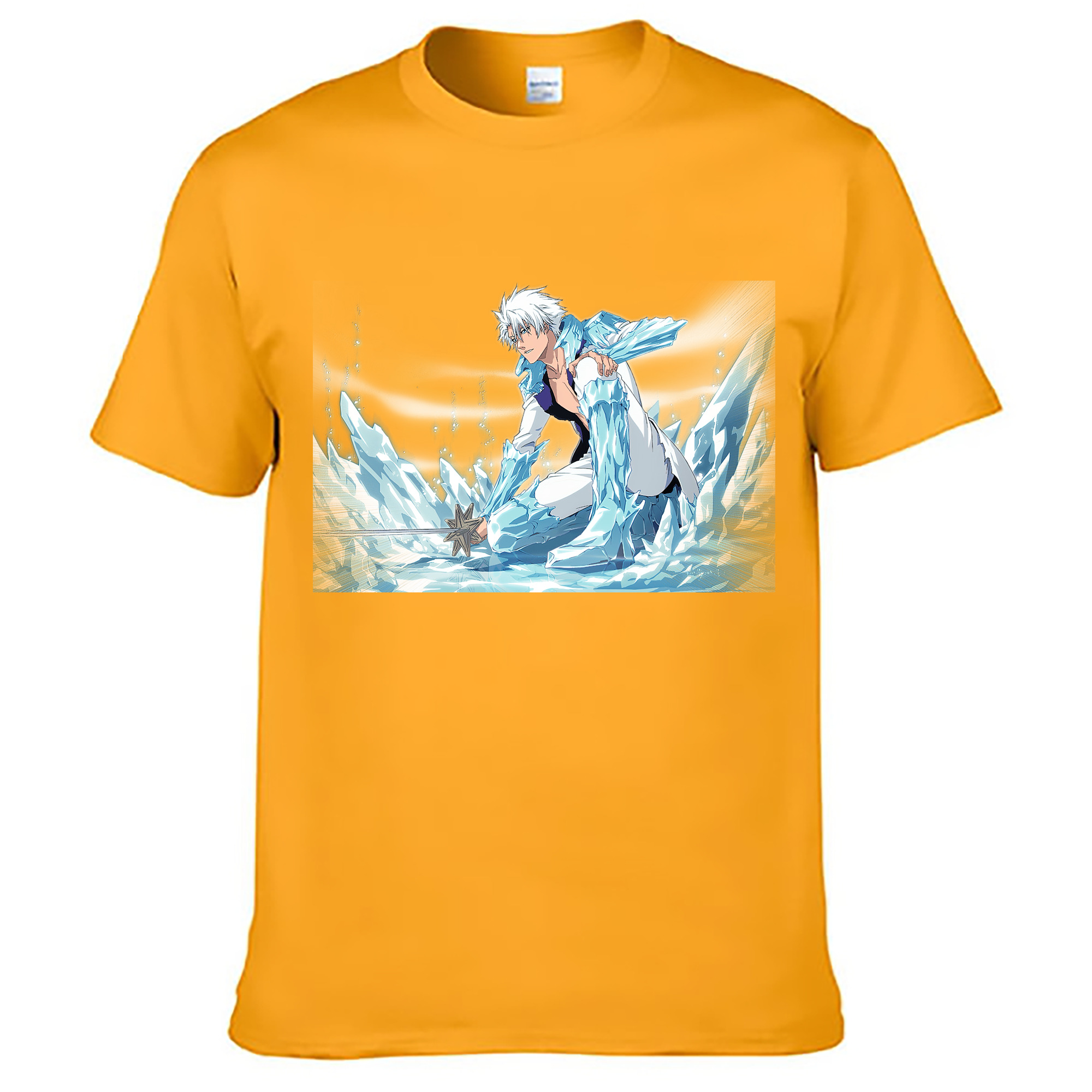 （画像用） ブリーチ 日番谷冬獅郎（ひつがや とうしろう） BLEACH Hitsugaya Toushirou 綿100％ メンズ半袖Tシャツ｜肌触りやわらか＆通気性