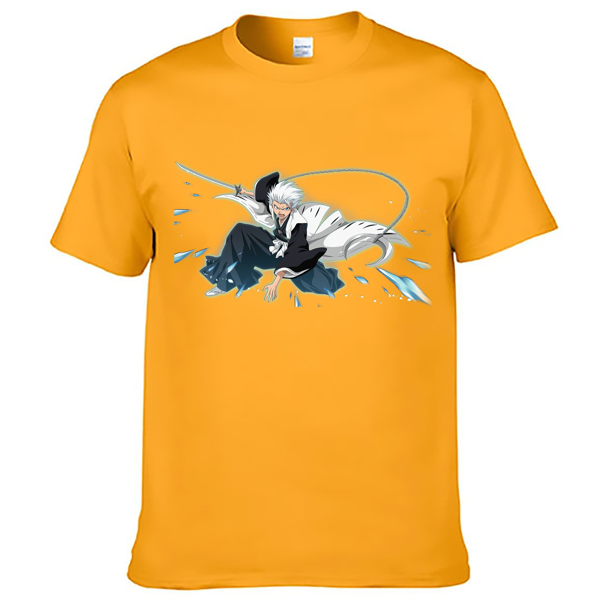 （画像用） ブリーチ 日番谷冬獅郎（ひつがや とうしろう） BLEACH Hitsugaya Toushirou 綿100％ メンズ半袖Tシャツ｜肌触りやわらか＆通気性