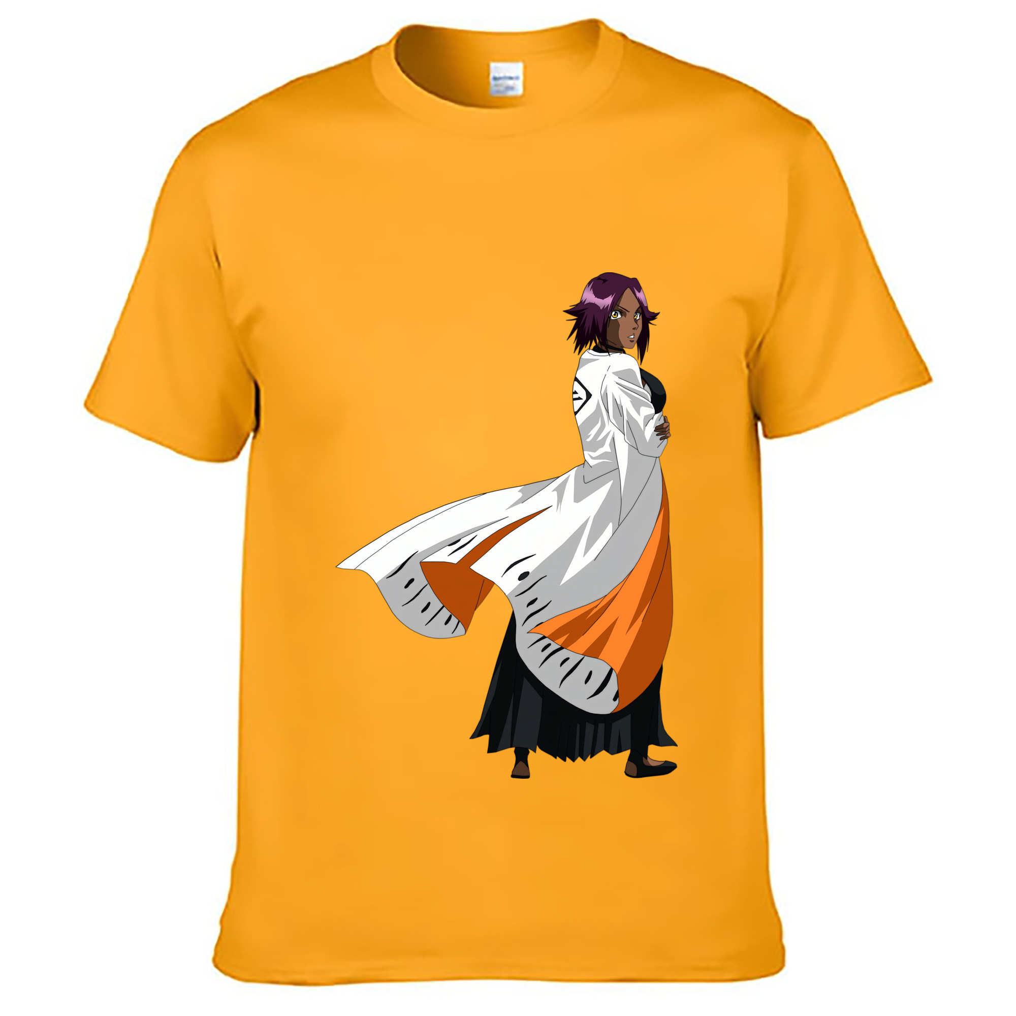 （画像用） ブリーチ 四楓院 夜一（しほういん よるいち） BLEACH Shihouin Yoruichi 綿100％ メンズ半袖Tシャツ｜肌触りやわらか＆通気性