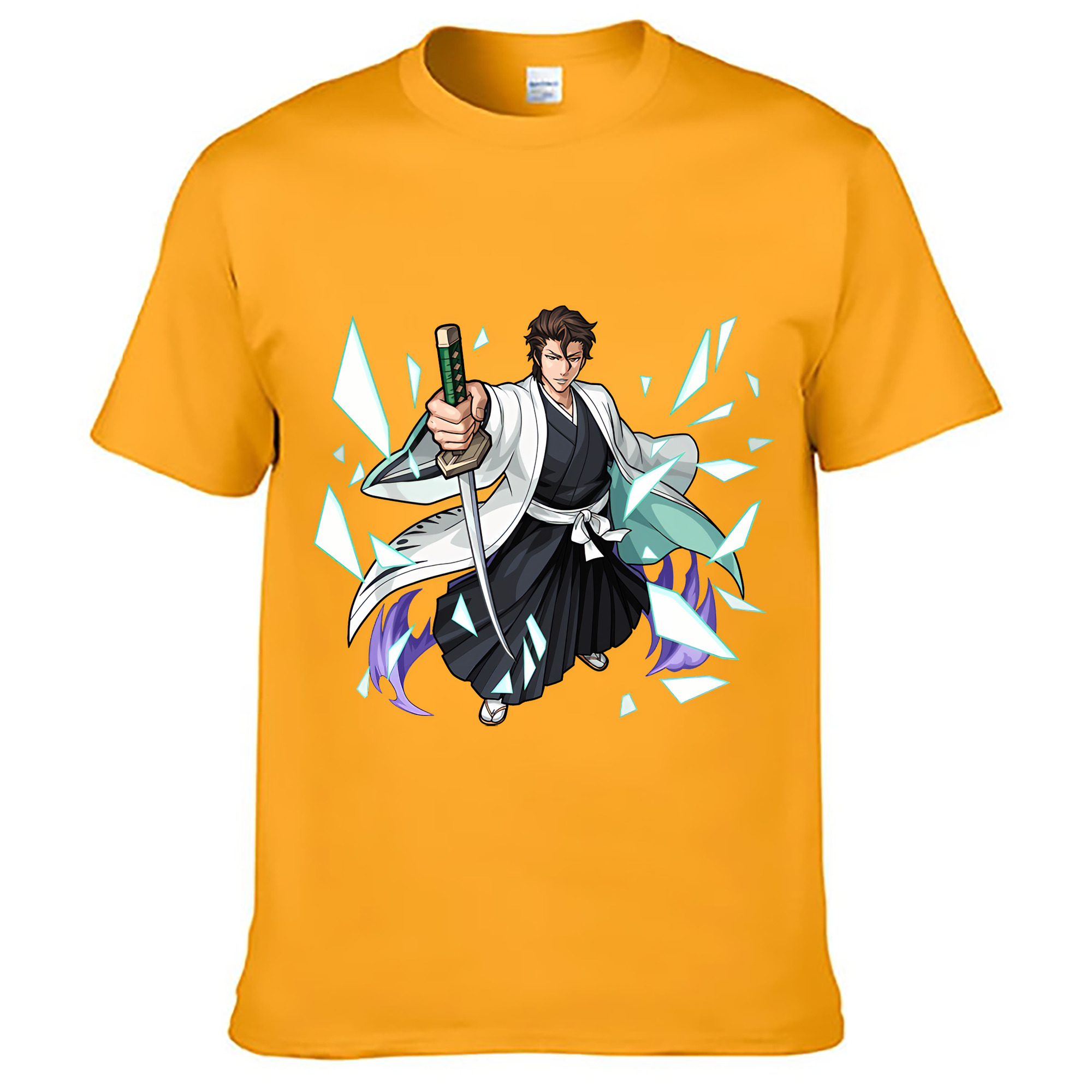 （画像用） ブリーチ 藍染 惣右介（あいぜん そうすけ） BLEACH Aizen Sousuke 綿100％ メンズ半袖Tシャツ｜肌触りやわらか＆通気性