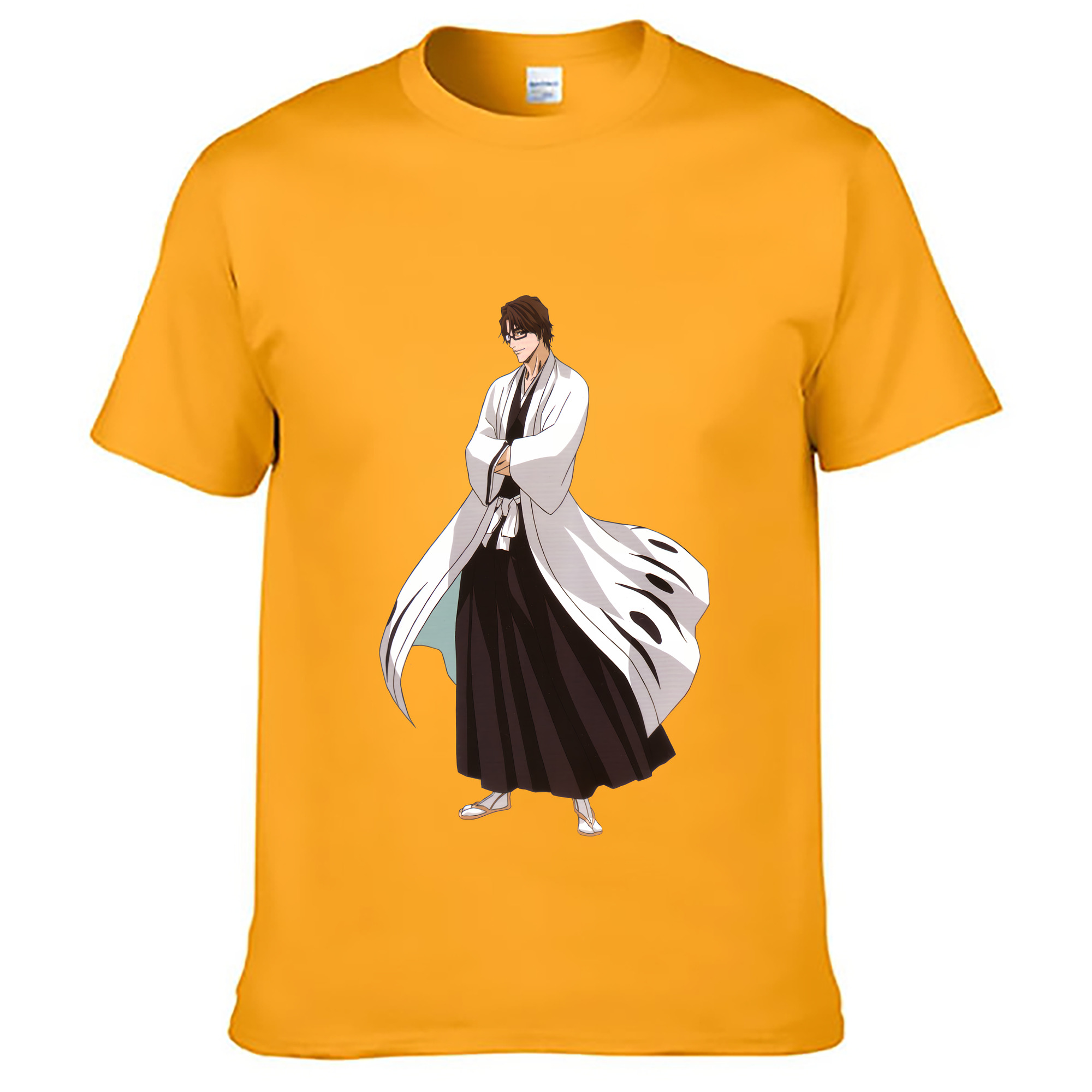 （画像用） ブリーチ 藍染 惣右介（あいぜん そうすけ） BLEACH Aizen Sousuke 綿100％ メンズ半袖Tシャツ｜肌触りやわらか＆通気性