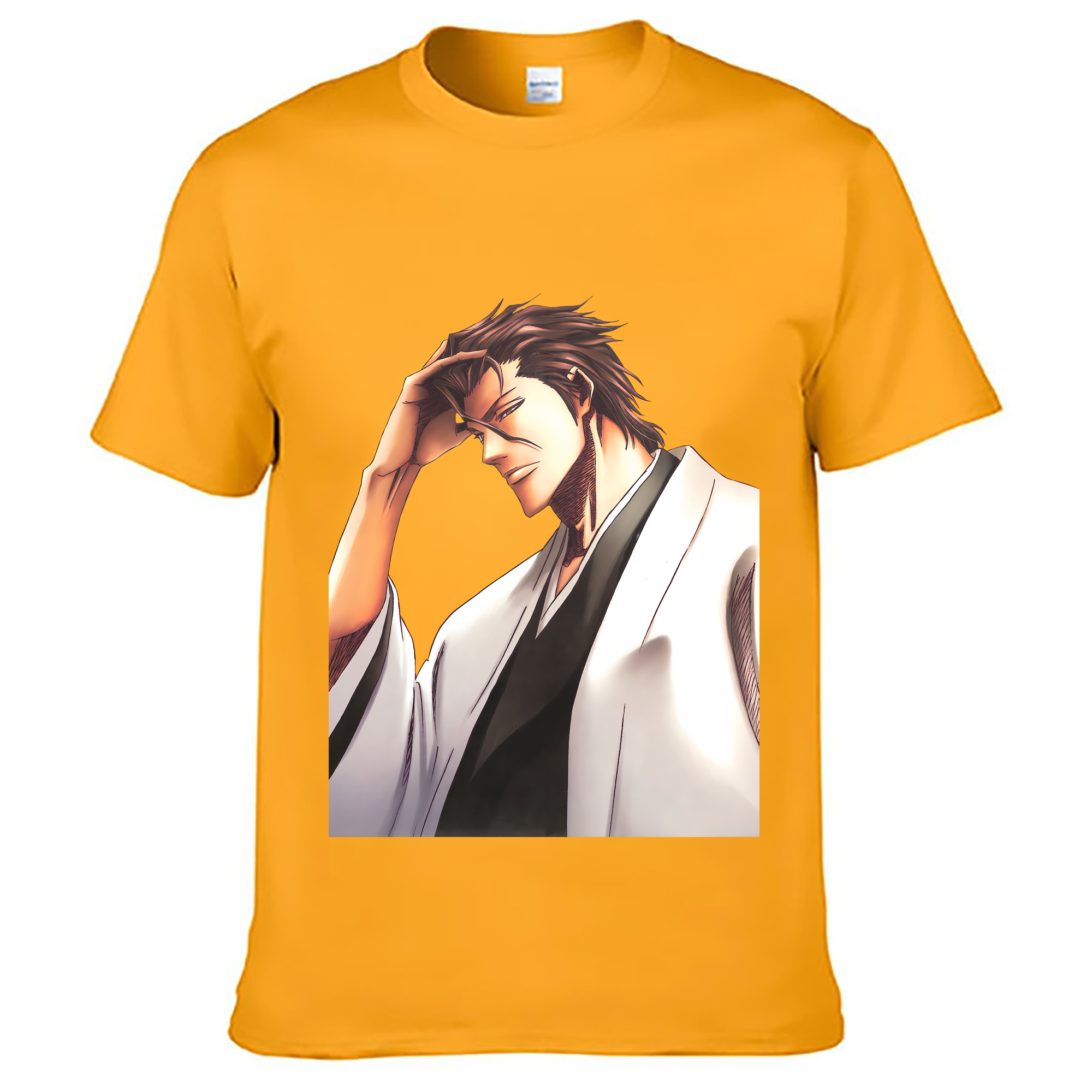 （画像用） ブリーチ 藍染 惣右介（あいぜん そうすけ） BLEACH Aizen Sousuke 綿100％ メンズ半袖Tシャツ｜肌触りやわらか＆通気性
