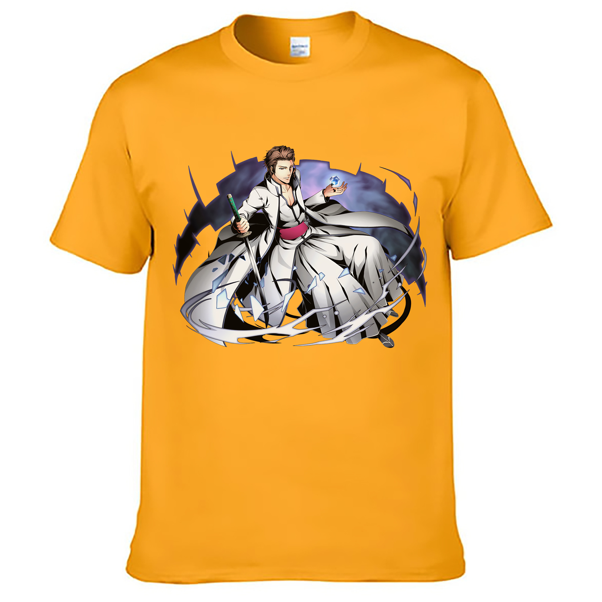 （画像用） ブリーチ 藍染 惣右介（あいぜん そうすけ） BLEACH Aizen Sousuke 綿100％ メンズ半袖Tシャツ｜肌触りやわらか＆通気性