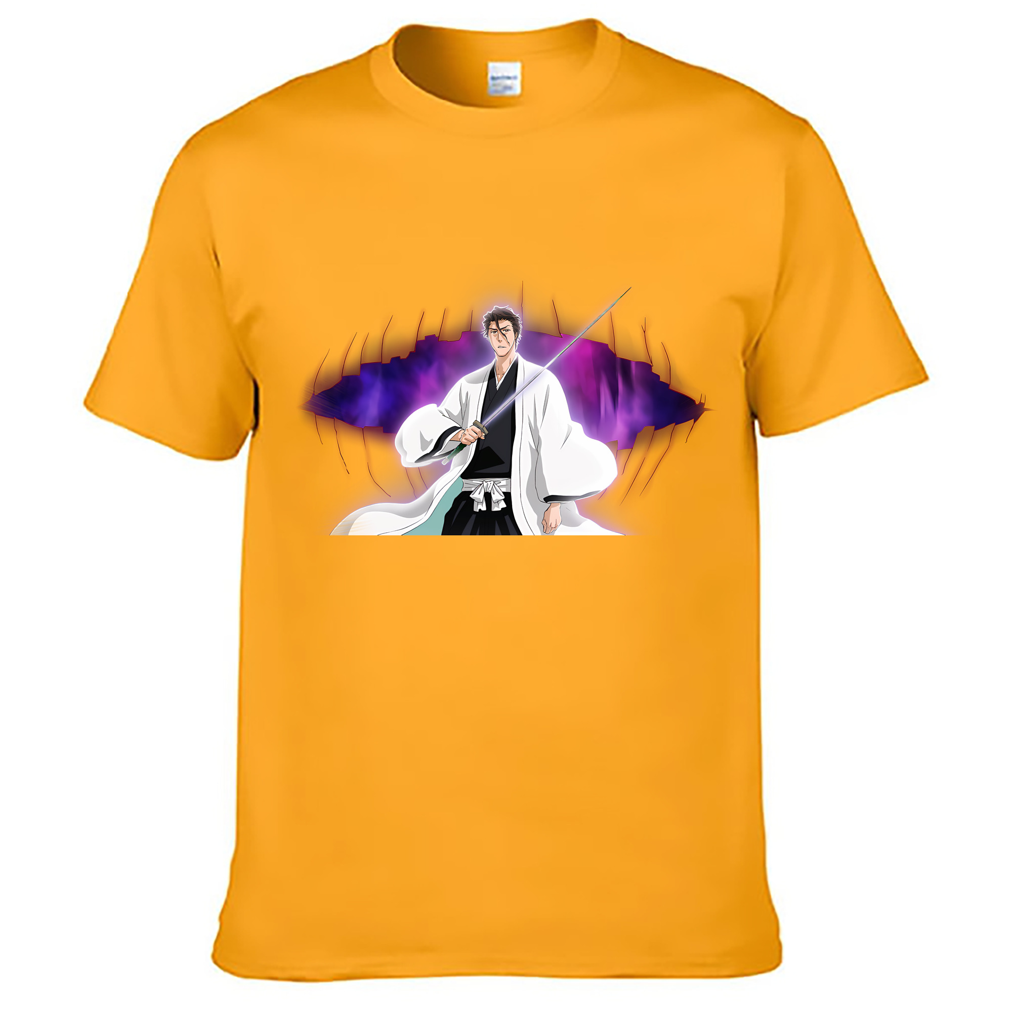 （画像用） ブリーチ 藍染 惣右介（あいぜん そうすけ） BLEACH Aizen Sousuke 綿100％ メンズ半袖Tシャツ｜肌触りやわらか＆通気性
