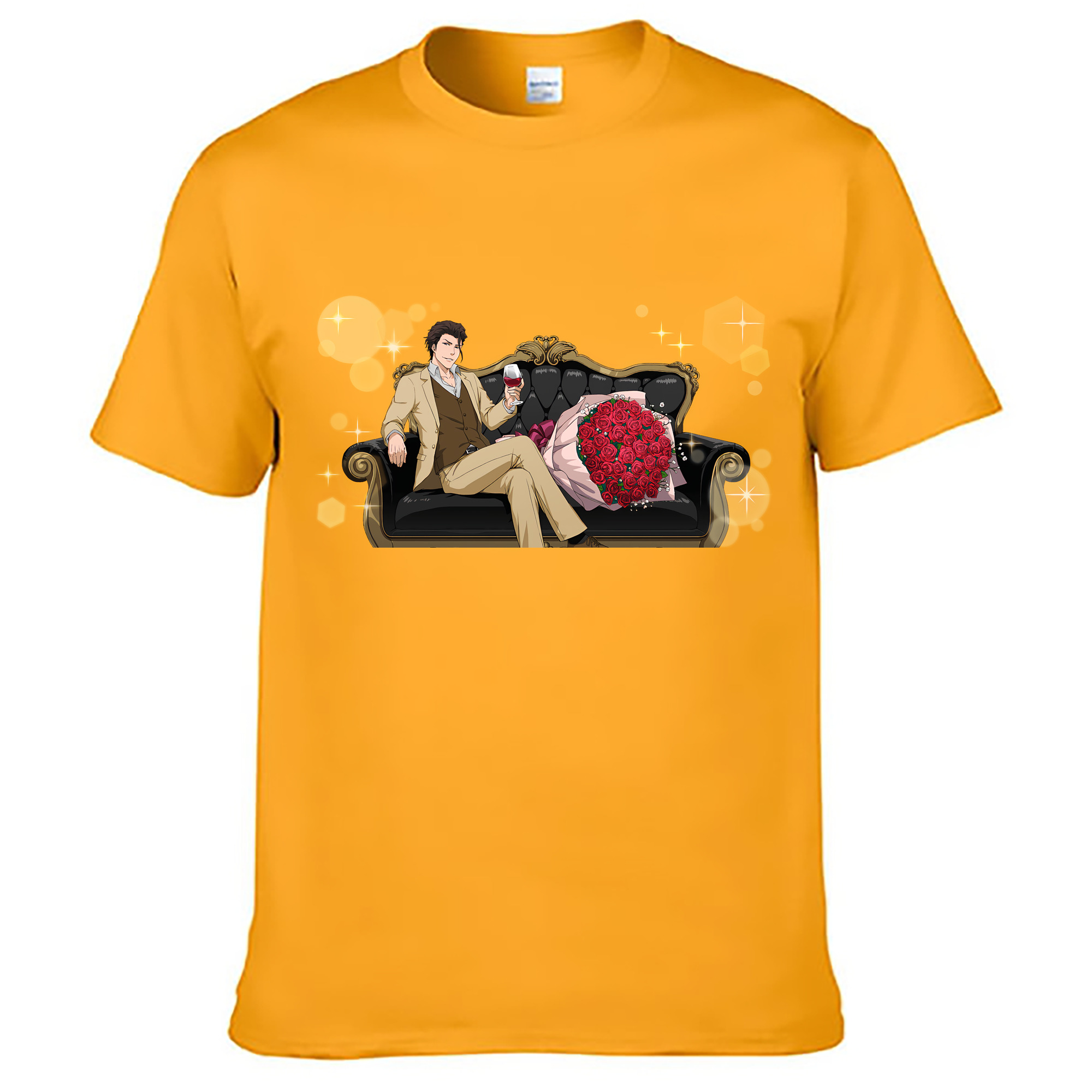 （画像用） ブリーチ 藍染 惣右介（あいぜん そうすけ） BLEACH Aizen Sousuke 綿100％ メンズ半袖Tシャツ｜肌触りやわらか＆通気性