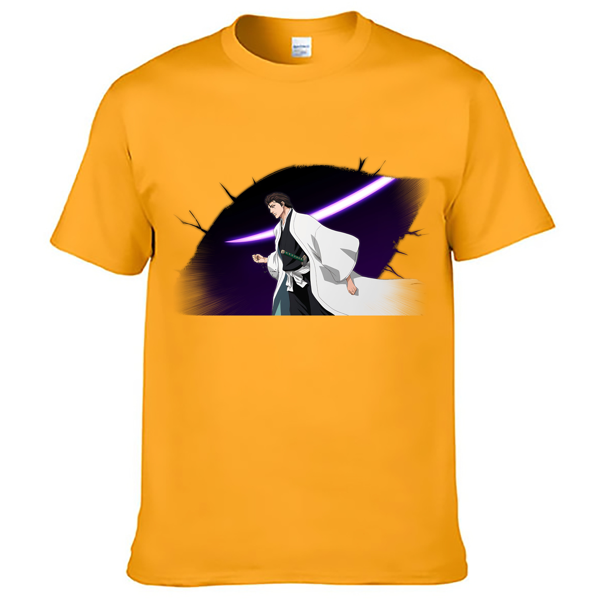 （画像用） ブリーチ 藍染 惣右介（あいぜん そうすけ） BLEACH Aizen Sousuke 綿100％ メンズ半袖Tシャツ｜肌触りやわらか＆通気性