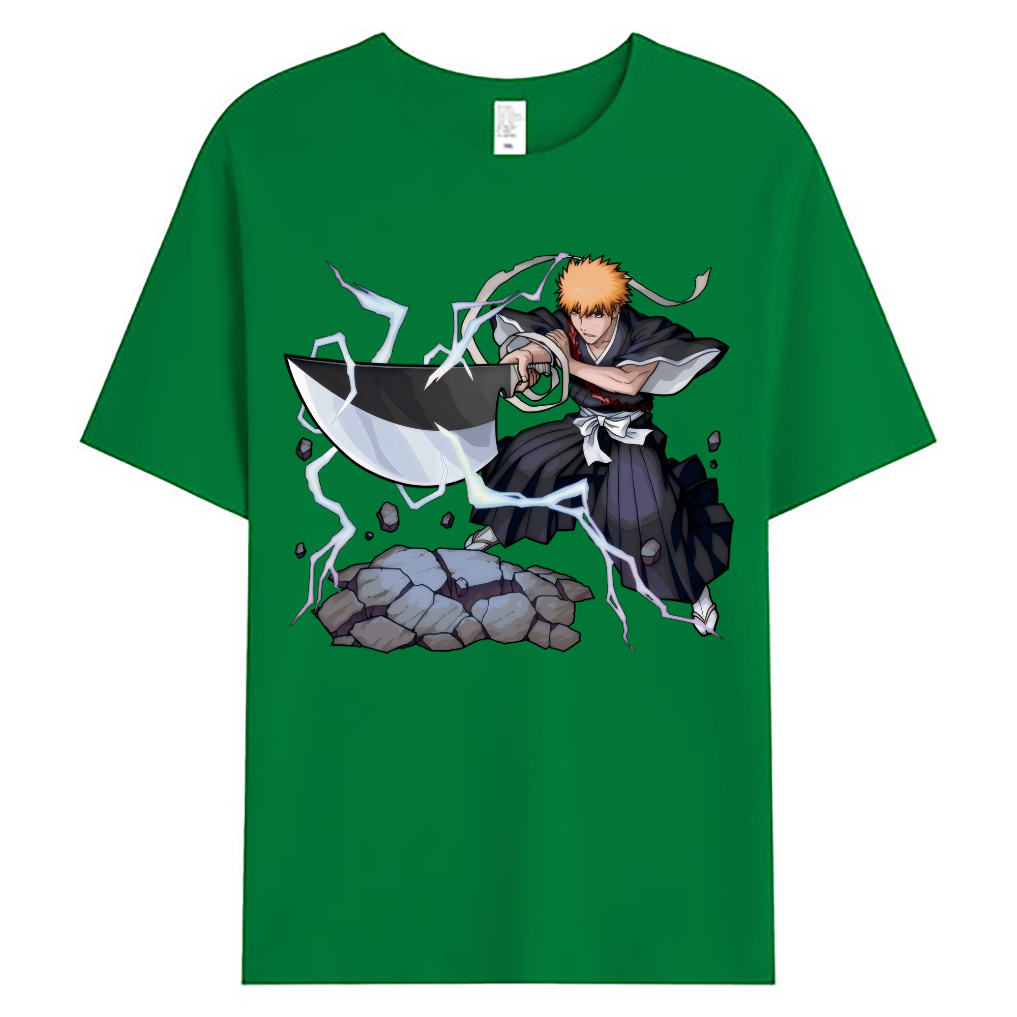 （画像用） ブリーチ 黒崎一護（くろさき いちご）BLEACH Kurosaki Ichigo 綿100％ メンズ半袖Tシャツ｜肌触りやわらか＆通気性