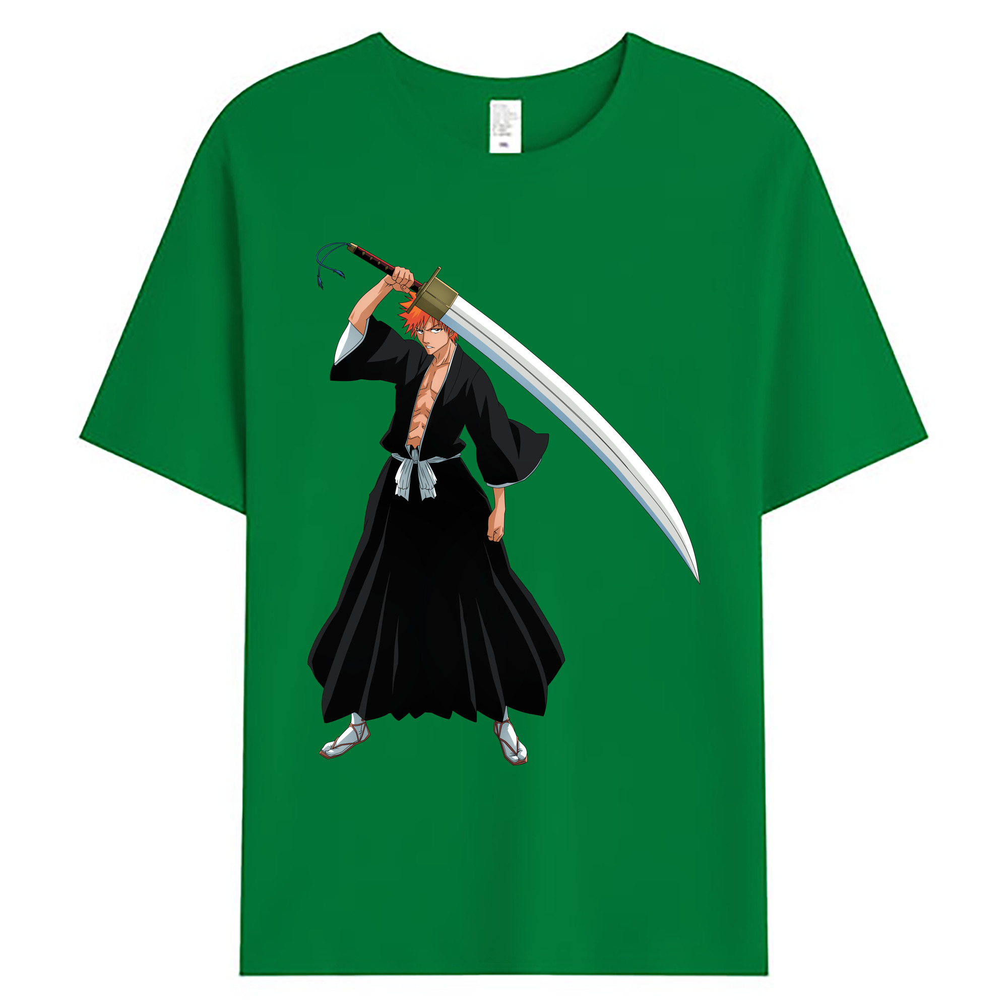 （画像用） ブリーチ 黒崎一護（くろさき いちご）BLEACH Kurosaki Ichigo 綿100％ メンズ半袖Tシャツ｜肌触りやわらか＆通気性