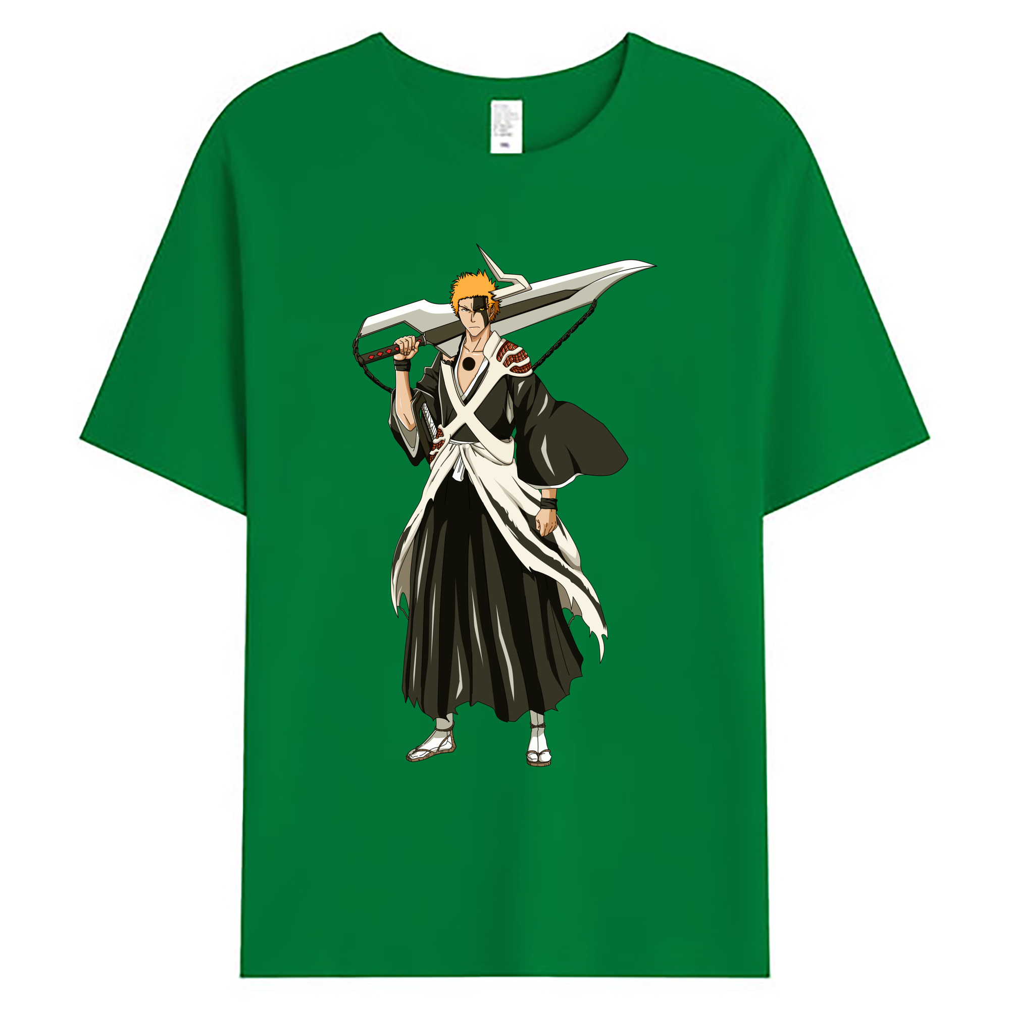 （画像用） ブリーチ 黒崎一護（くろさき いちご）BLEACH Kurosaki Ichigo 綿100％ メンズ半袖Tシャツ｜肌触りやわらか＆通気性